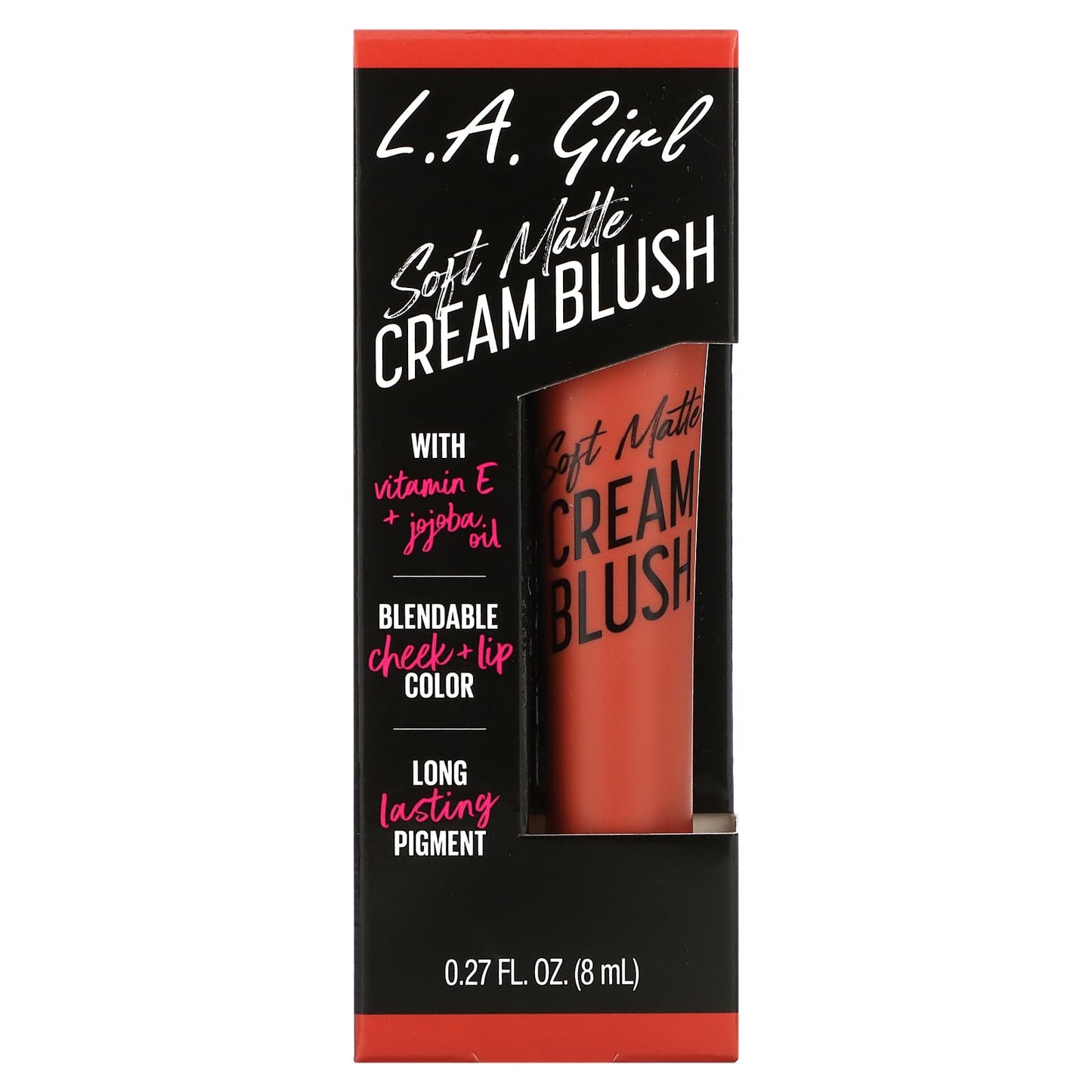 L.A. Girl, Blendable Cheek + Lip Color, Soft Matte Cream Blush, Hot Shot, 0.27 fl oz (8 ml)