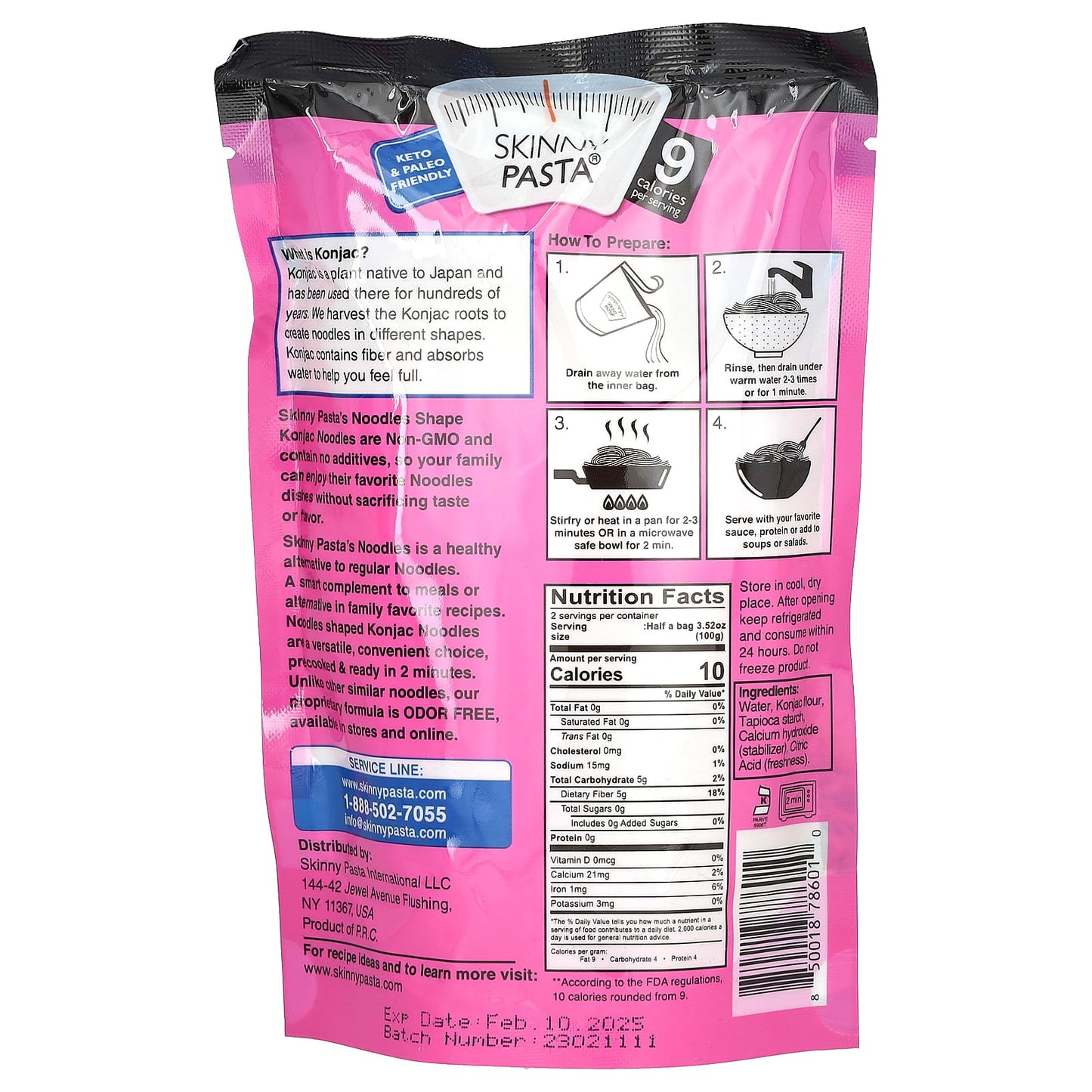 Skinny Pasta, Konjac Noodles Shape, 9.52 oz (270 g)