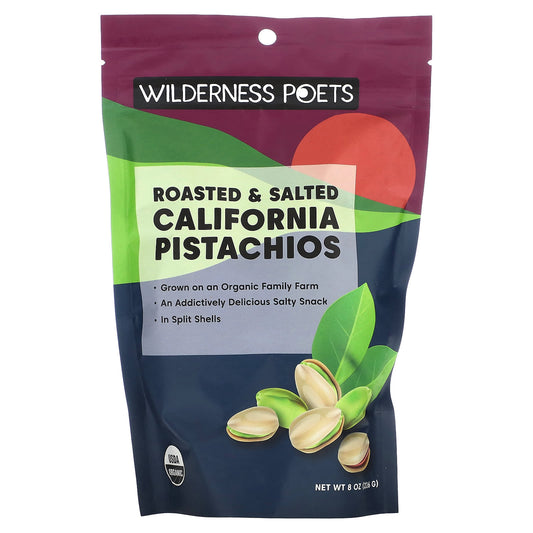 Wilderness Poets-Organic Roasted and Salted California Pistachios-8 oz (226 g)