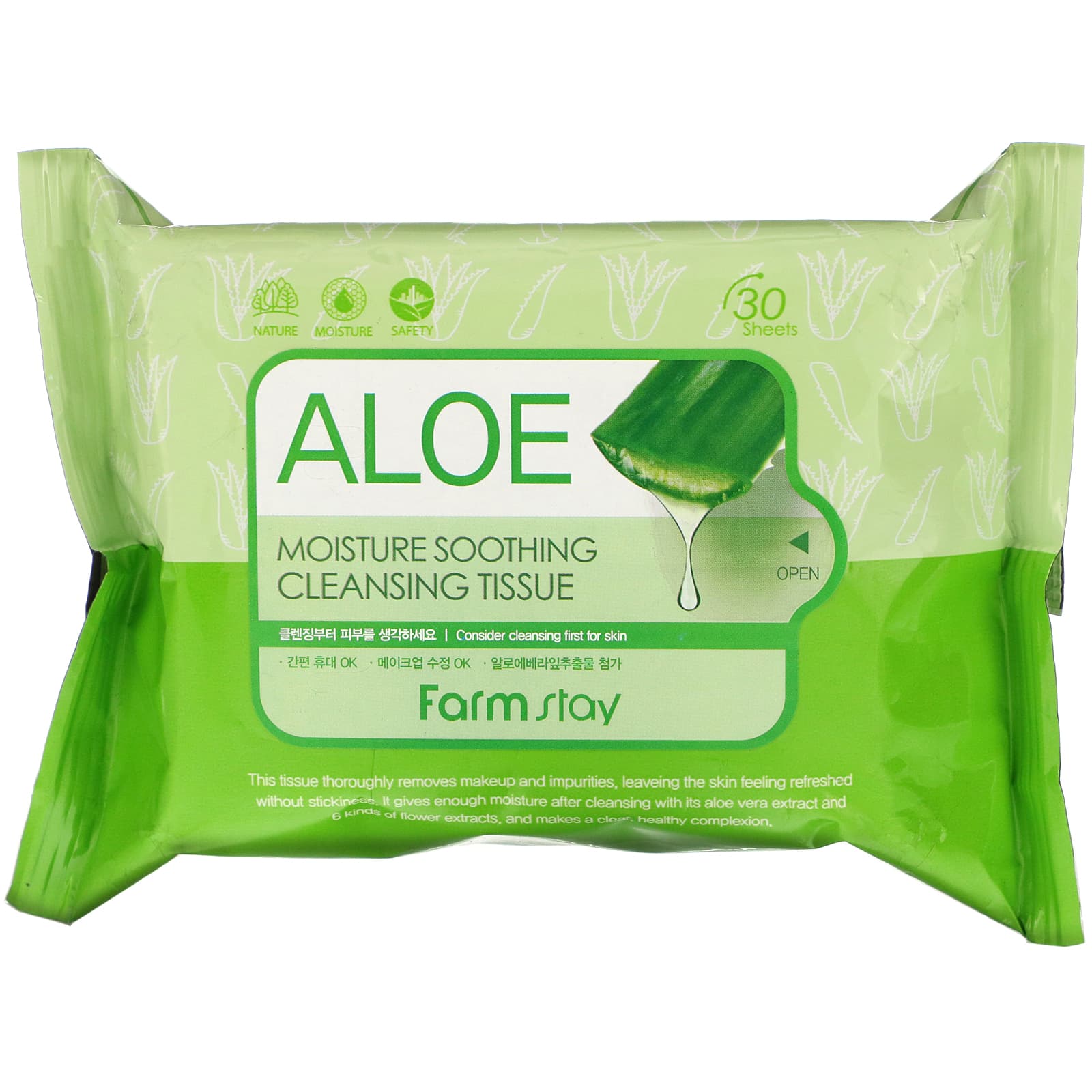 Farmstay-Aloe Moisture Soothing Cleansing Tissue-30 Sheets-120 ml