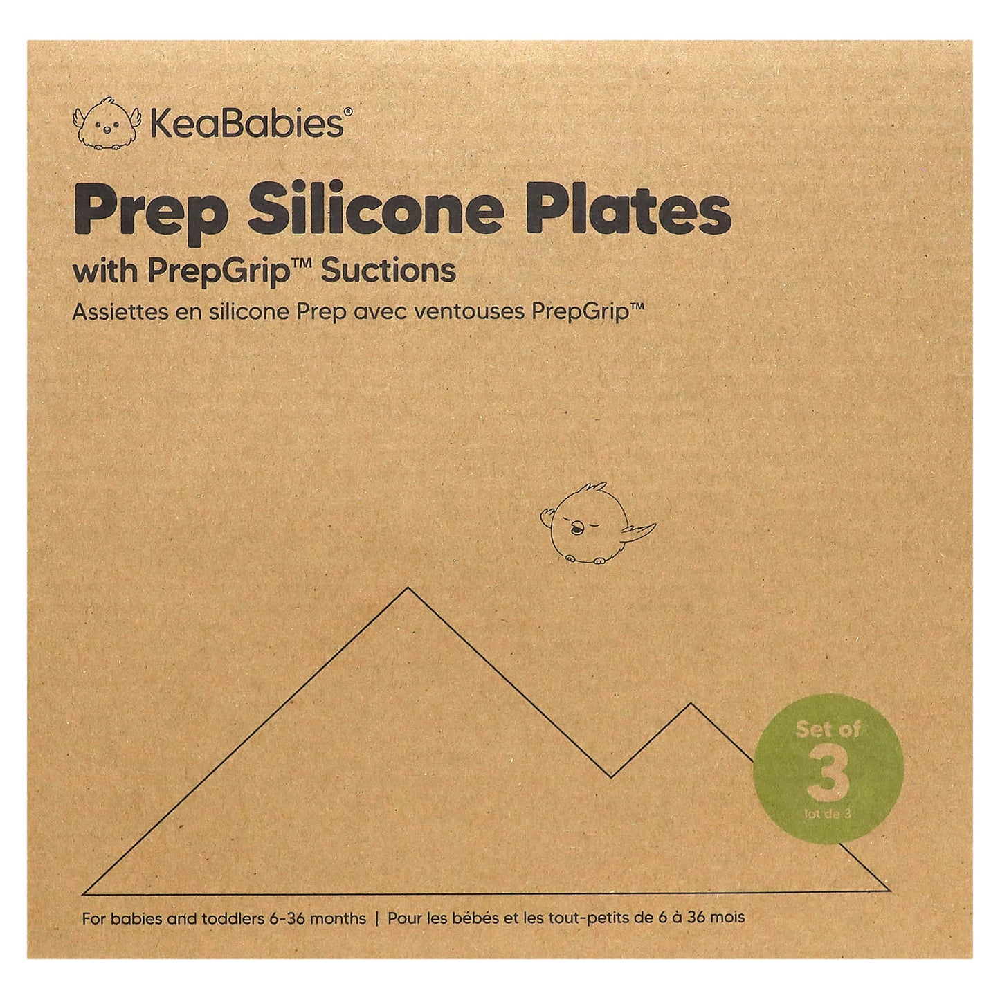 KeaBabies-Prep Silicone Plates with PrepGrip Suctions-6-36 Months-Terra Cotta -3 Pack