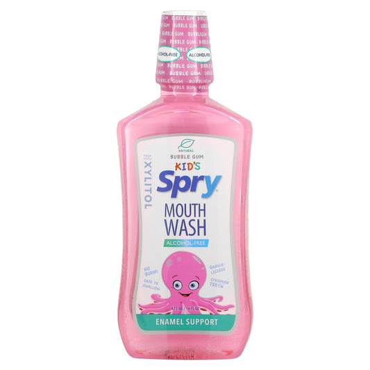 Xlear-Kid's Spry Mouth Wash-Enamel Support-Alcohol-Free-Natural Bubble Gum-16 fl oz (473 ml)