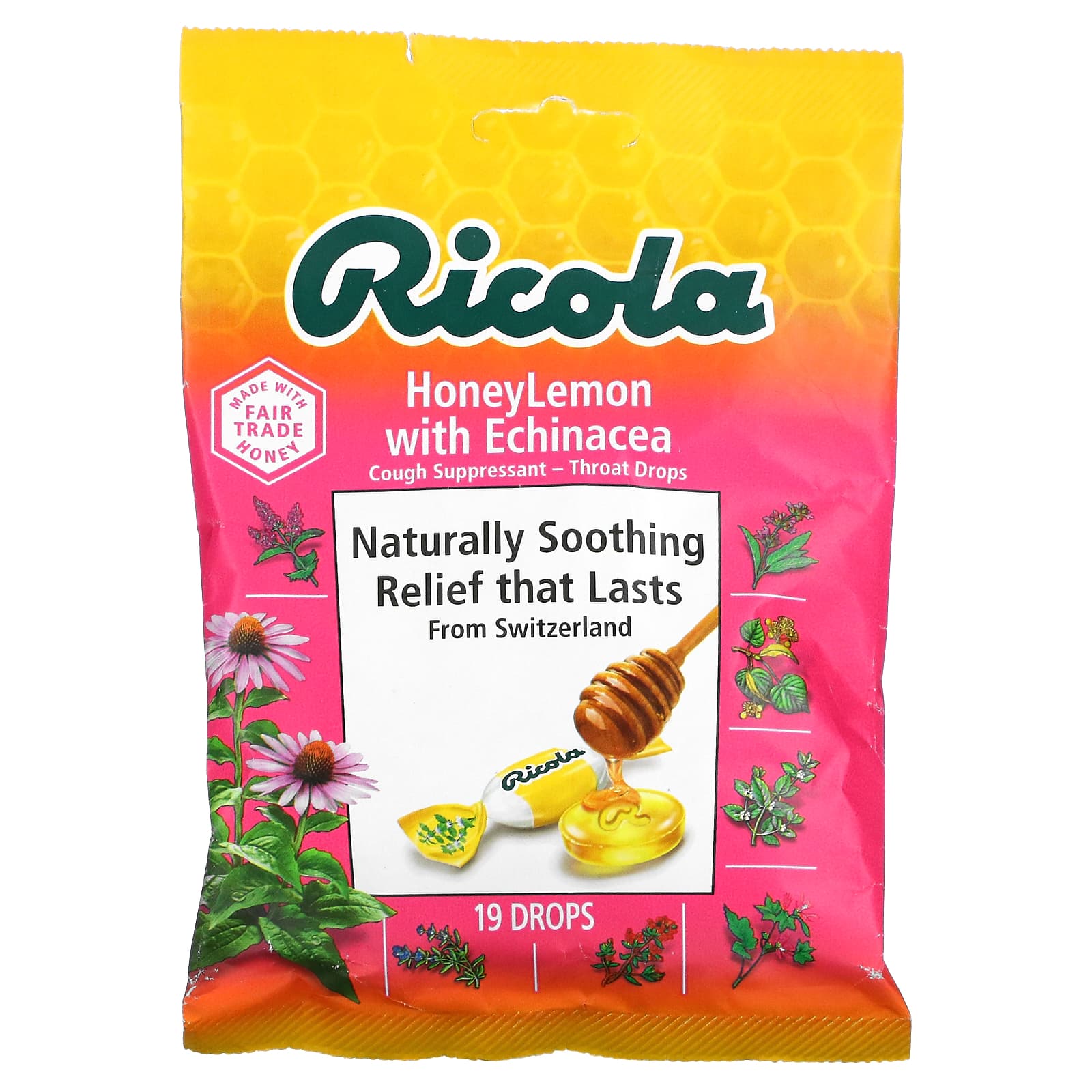 Ricola-Throat Drops-HoneyLemon with Echinacea -19 Drops