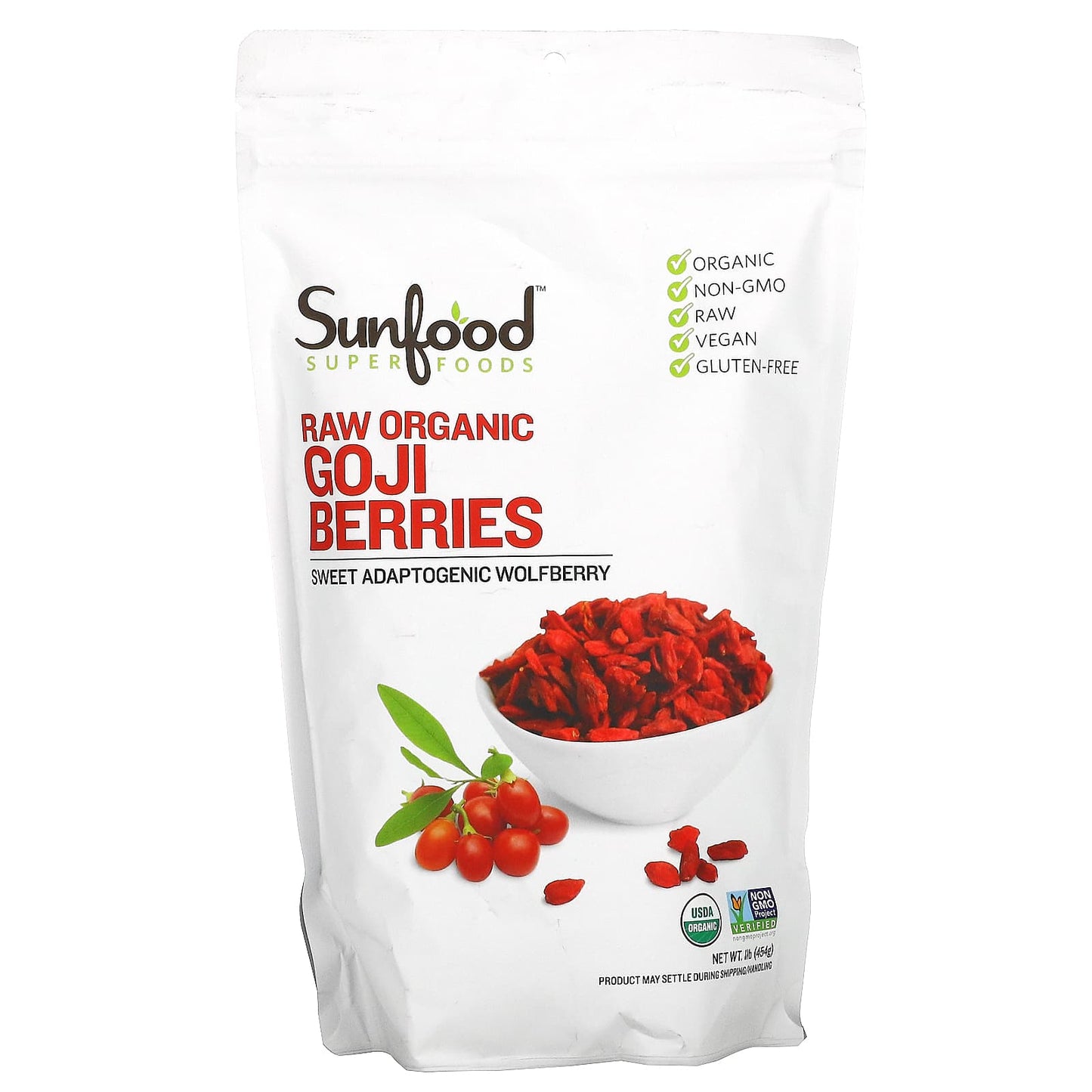 Sunfood-Raw Organic Goji Berries-1 lb (454 g)