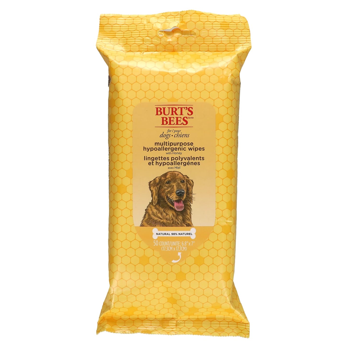 Burt's Bees-Multipurpose Hypoallergenic Wipes for Dogs with Honey-50 Count