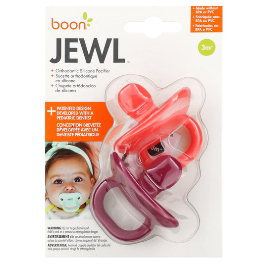 Boon-Jewl-Orthodontic Silicone Pacifier-3 Month+-2 Pacifiers