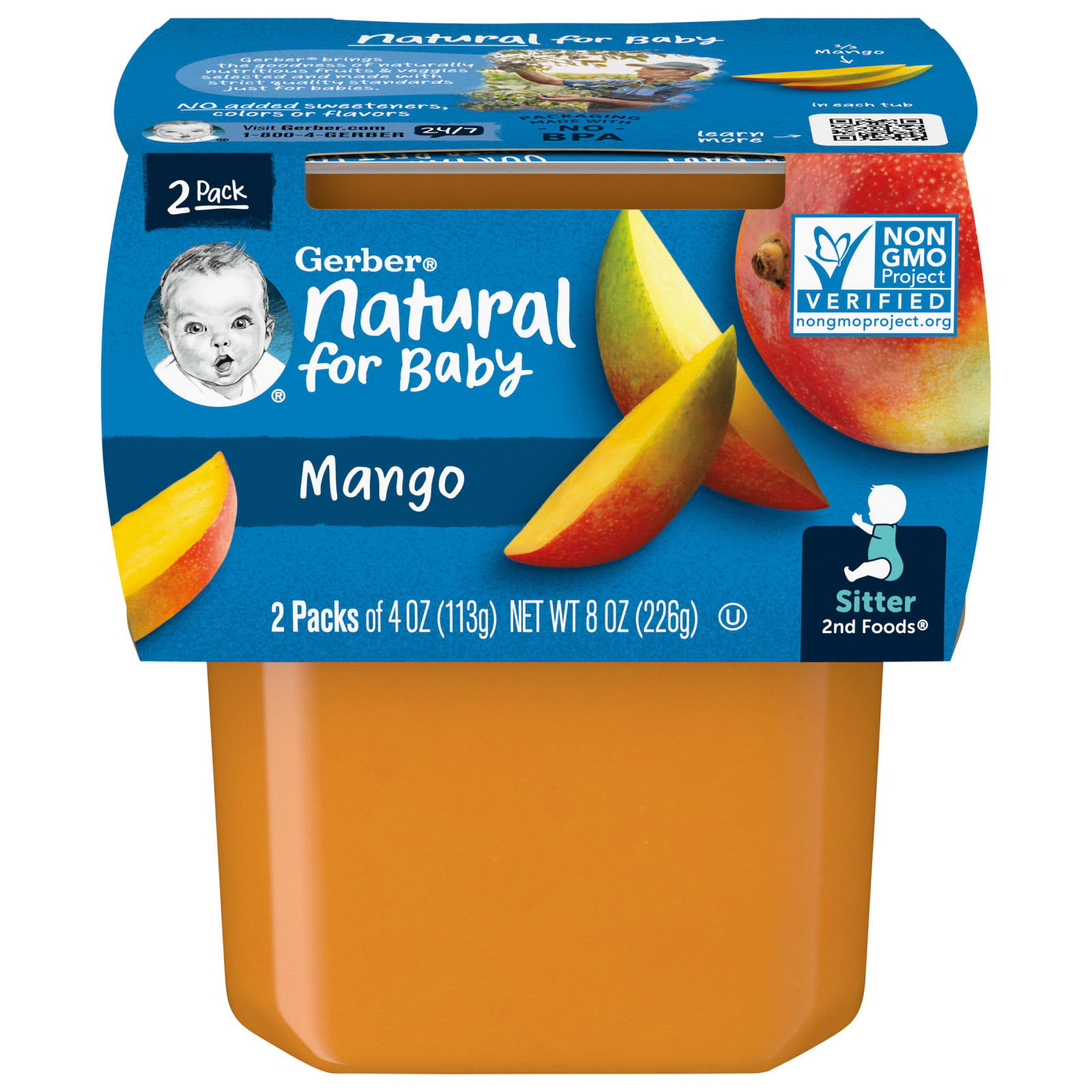 Gerber-Natural for Baby-2nd Foods-Mango-2 Pack-4 oz (113 g) Each