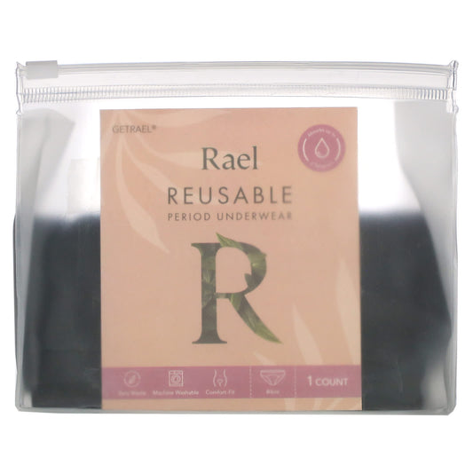 Rael-Reusable Period Underwear-Bikini-Extra Large-Black-1 Count