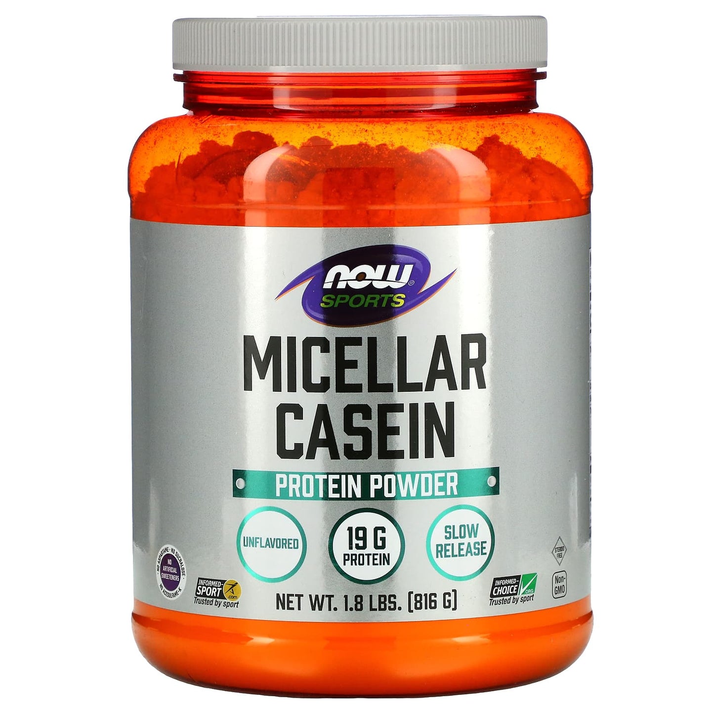 NOW Foods-Sports-Micellar Casein Protein Powder-Unflavored-1.8 lbs (816 g)