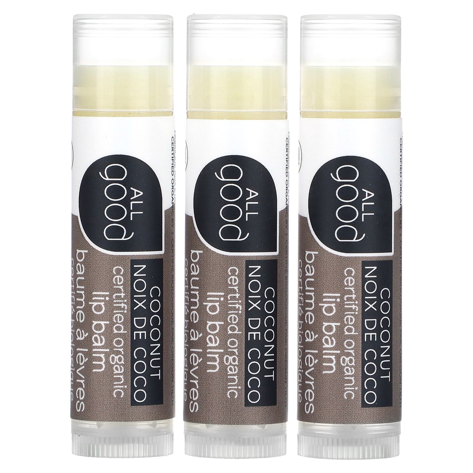 All Good Products-Organic Lip Balm-Coconut-3 Pack-0.15 oz (4.2 g) Each