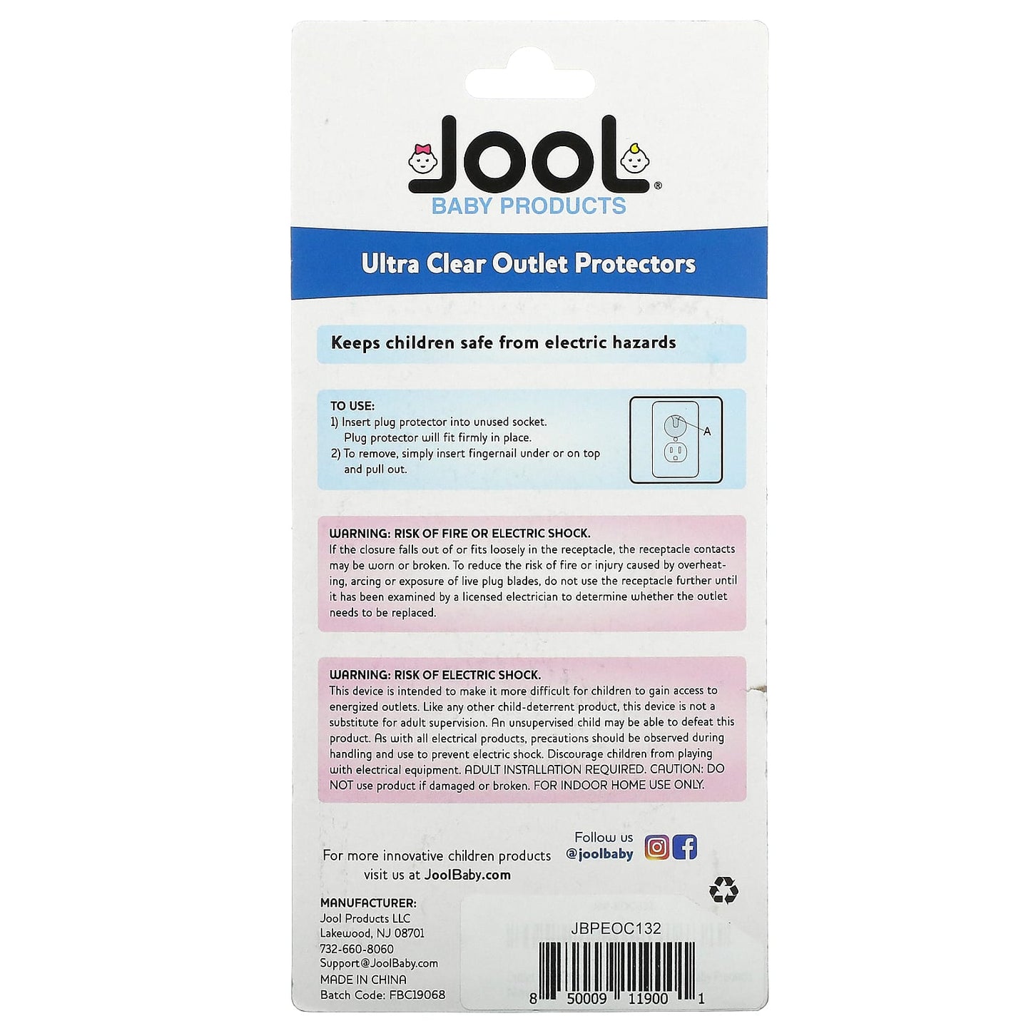 Jool Baby Products, Ultra Clear Outlet Protectors, 32 Pack