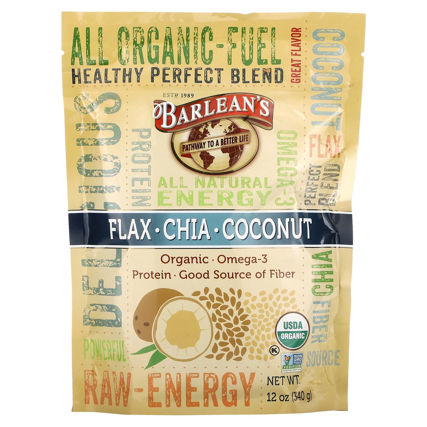 Barlean's-Flax-Chia-Coconut Blend-12 oz (340 g)