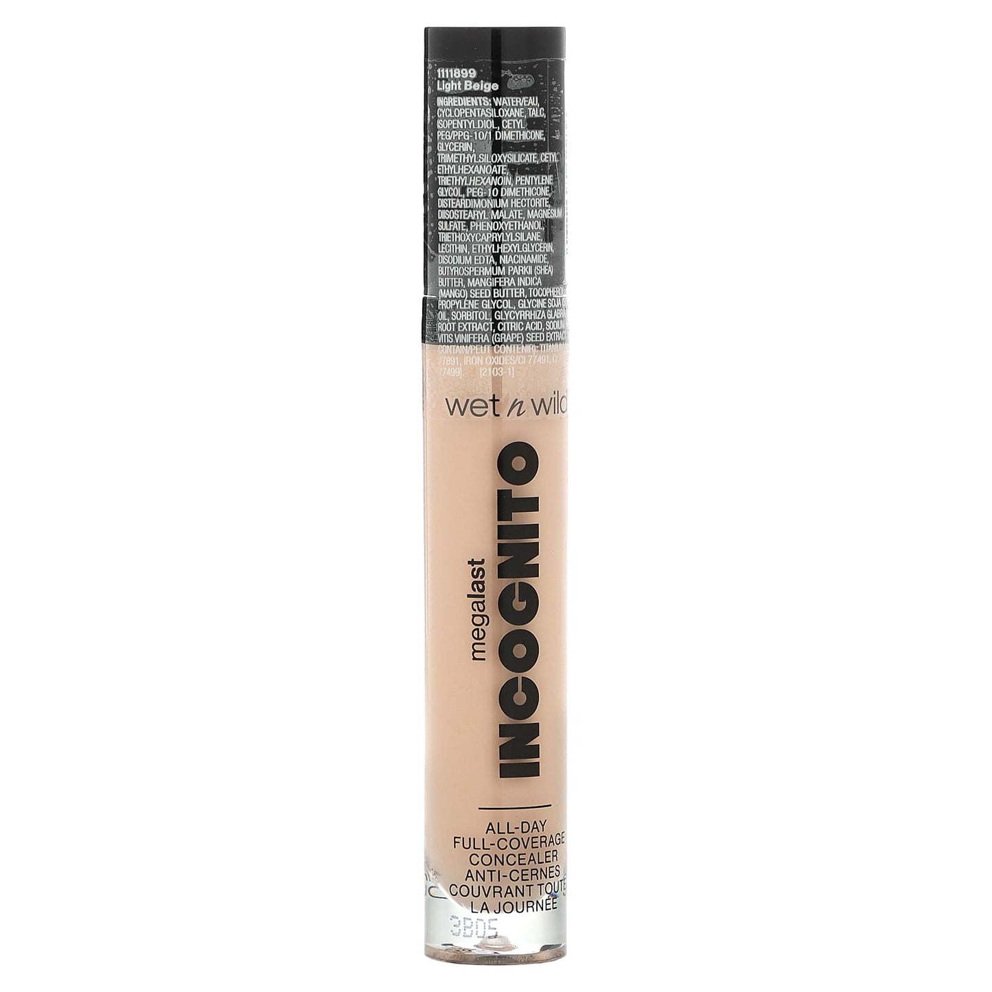 wet n wild, MegaLast, Incognito, All-Day Full-Coverage Concealer, 1111899 Light Beige, 0.18 fl oz (5.5 ml)