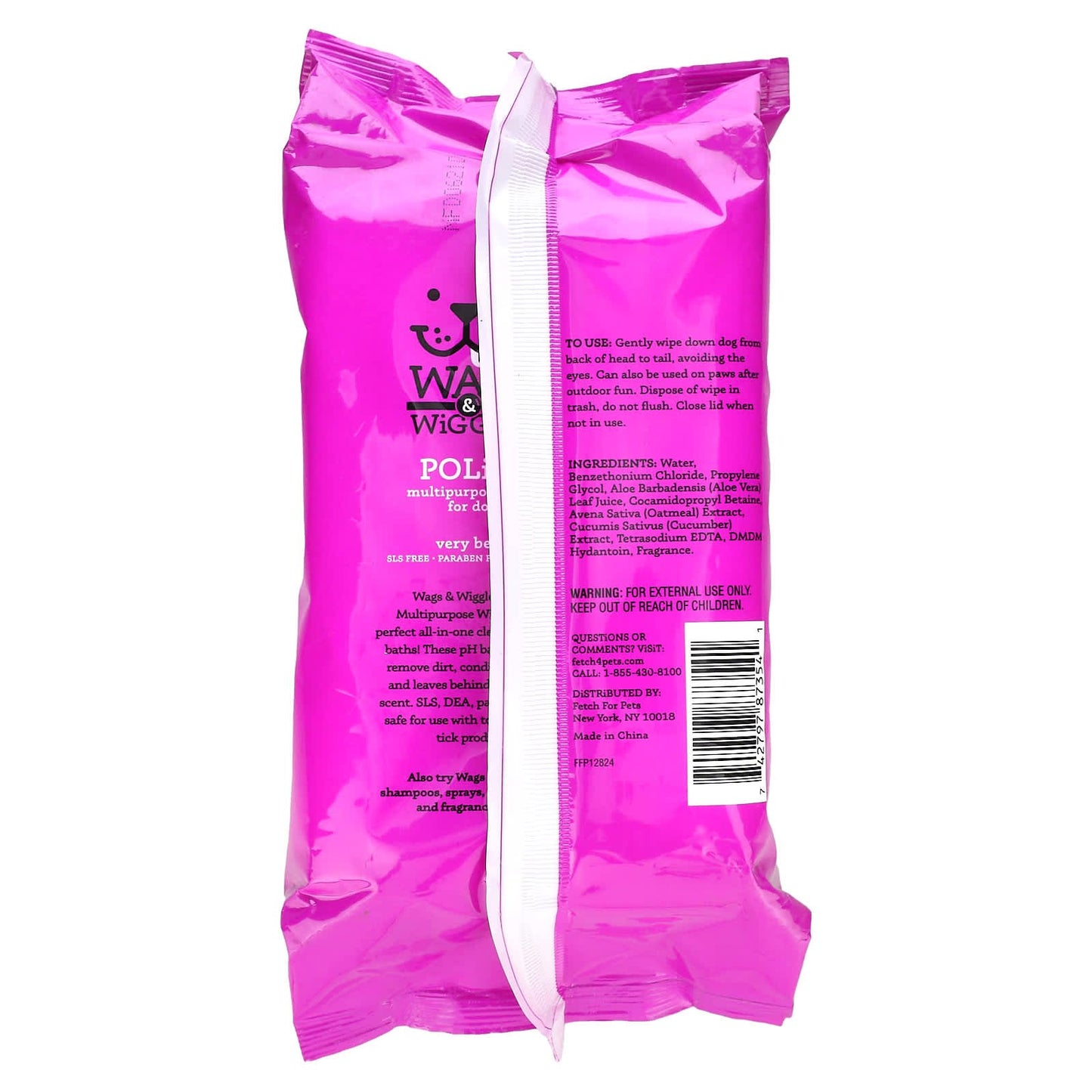 Wags & Wiggles, Polish, Multipurpose Wipes for Dogs, Very Berry , 100 Wipes