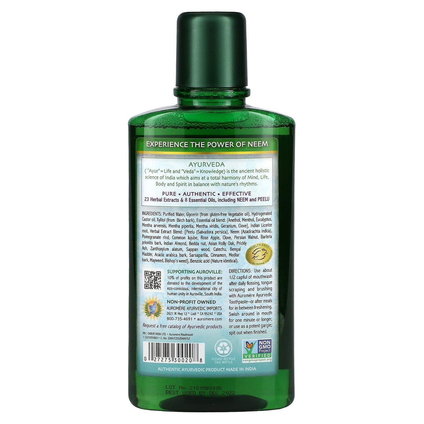 Auromere, Ayurvedic Mouthwash with Neem & Peelu, 16 oz (473 ml)