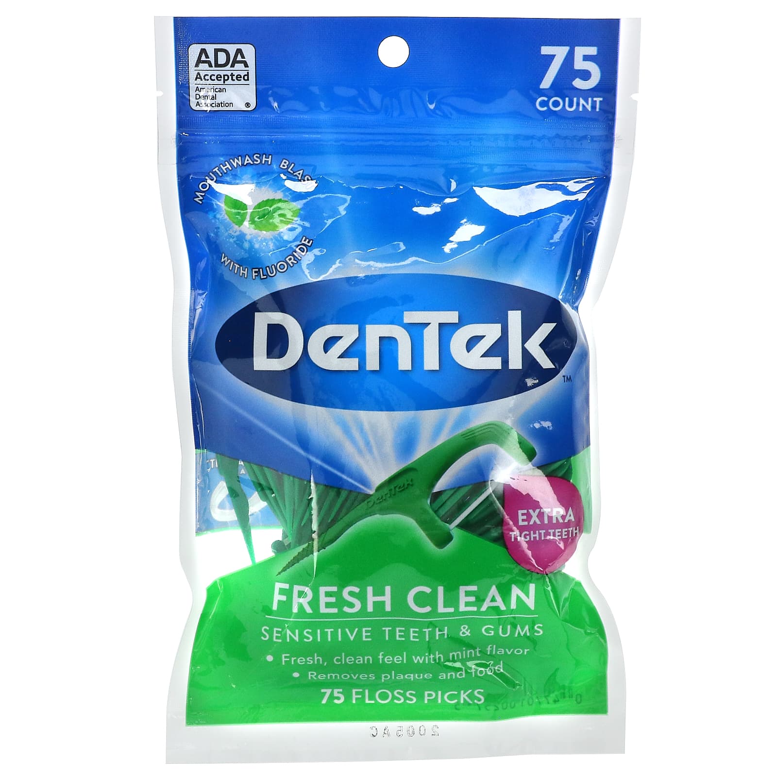 DenTek-Fresh Clean-Floss Picks-Mouthwash Blast-75 Floss Picks