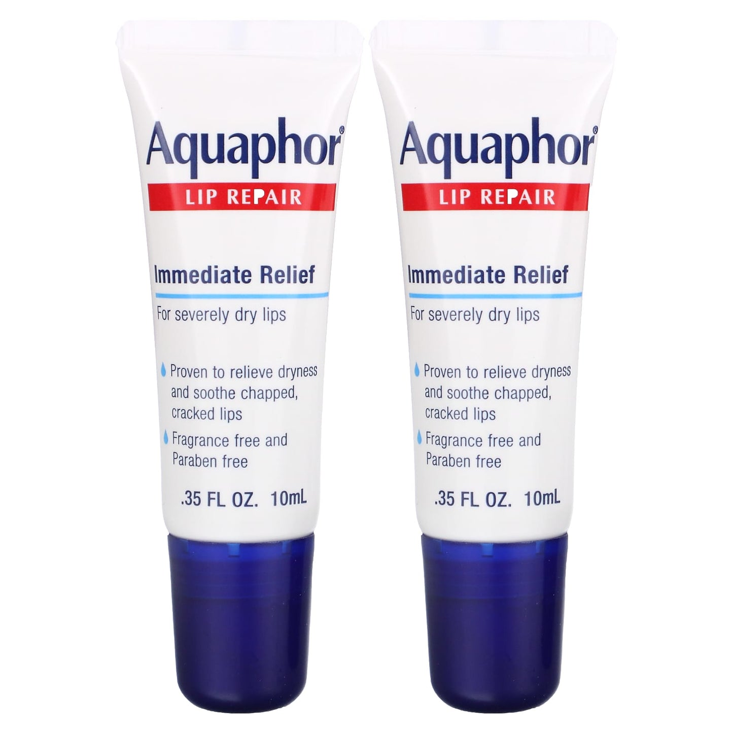 Aquaphor-Lip Repair-Immediate Relief-Fragrance Free-2 Tubes-0.35 fl oz (10 ml) Each