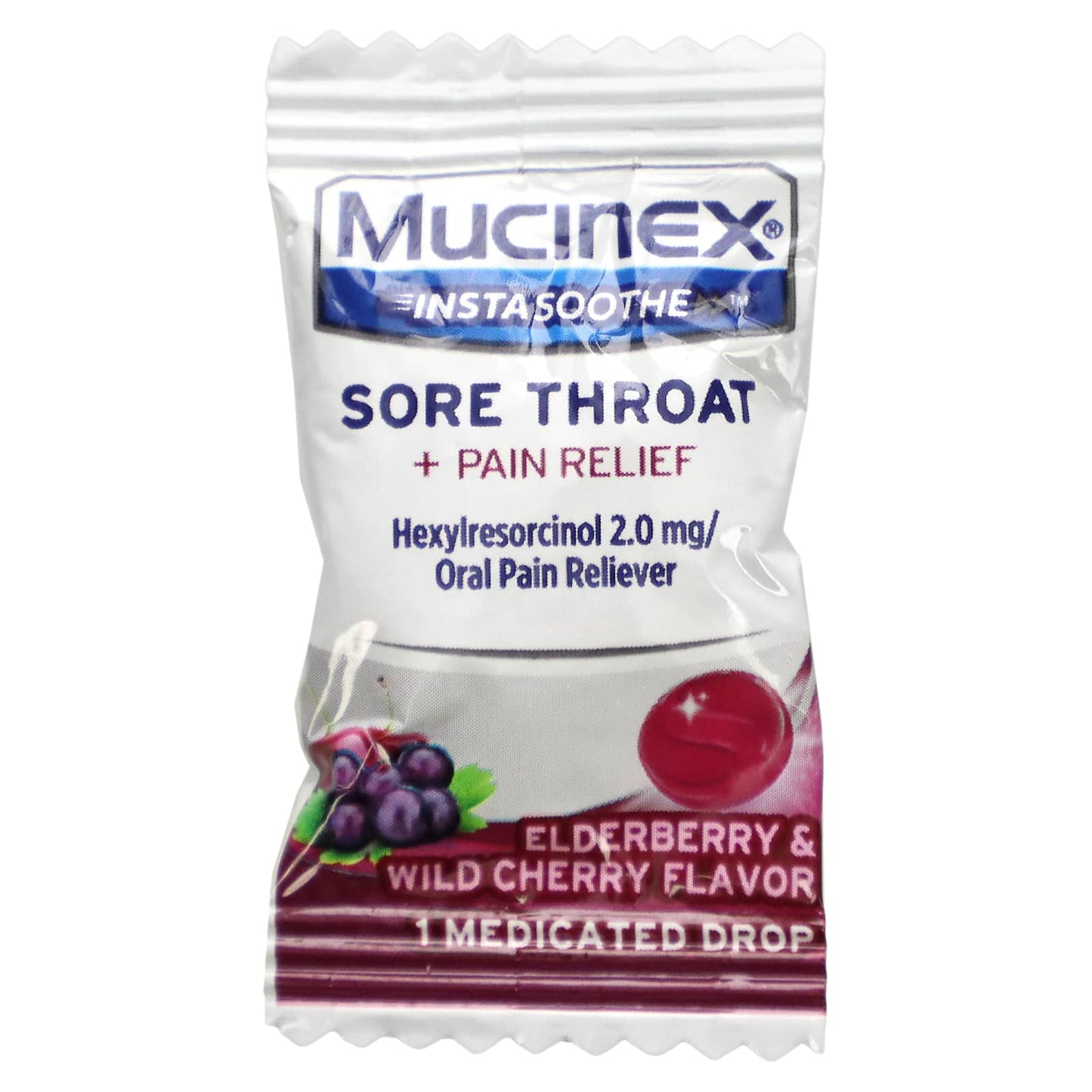 Mucinex, InstaSoothe, Sore Throat + Pain Relief, Elderberry & Wild Cherry, 40 Medicated Drops