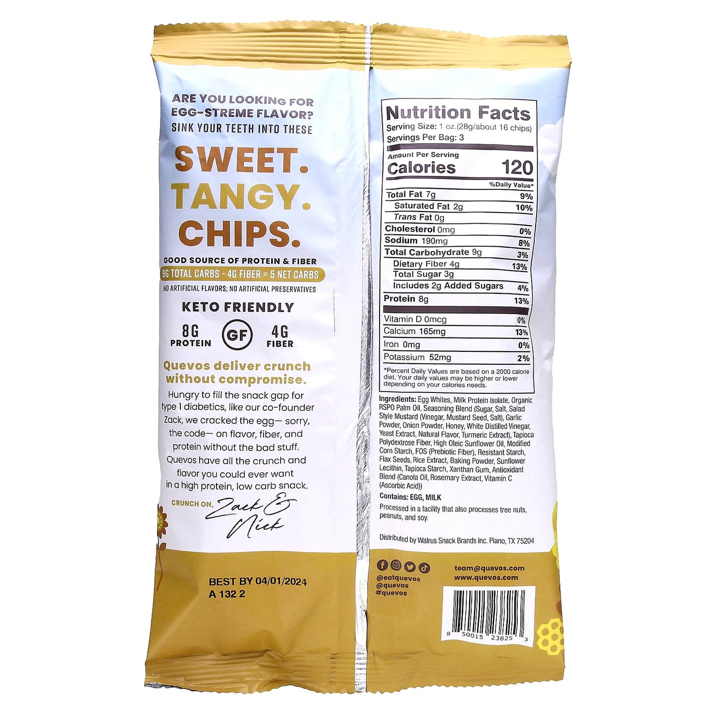 Quevos, Pita Style Protein Chips, Honey Mustard, 6 Family Pack Bags, 3.2 oz (90 g) Each