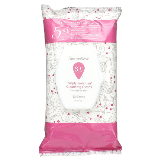 Summer's Eve-5 in 1 Cleansing Cloths-Simply Sensitive-32 Cloths