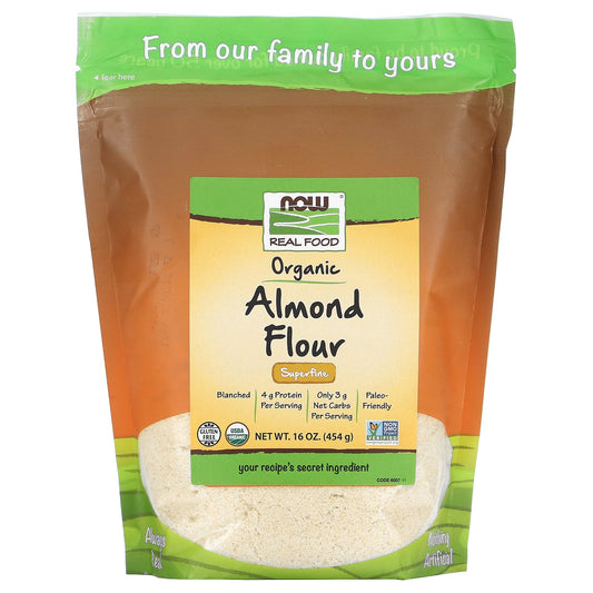 NOW Foods-Real Food-Organic Almond Flour-Superfine-16 oz (454 g)