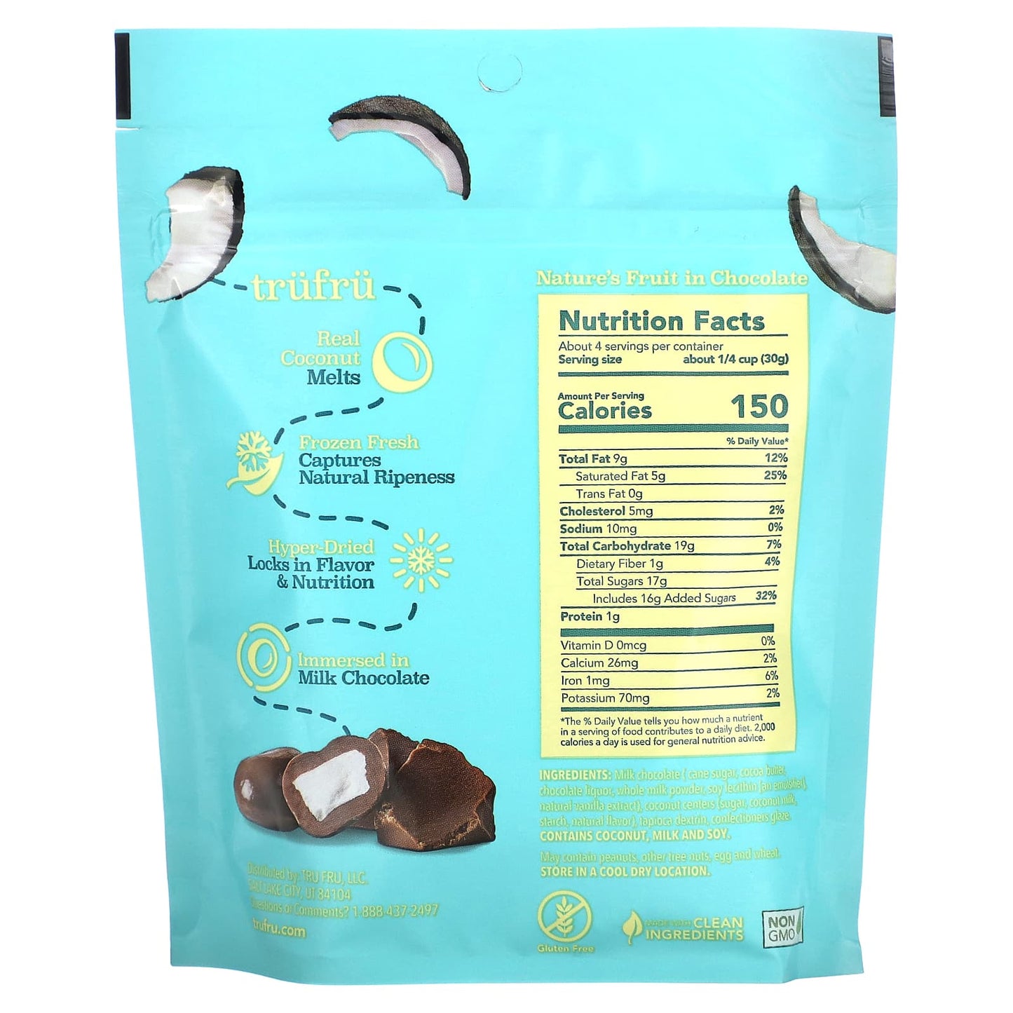 Tru Fru, Real Coconut Melts, Milk Chocolate, 4.2 oz (119 g)