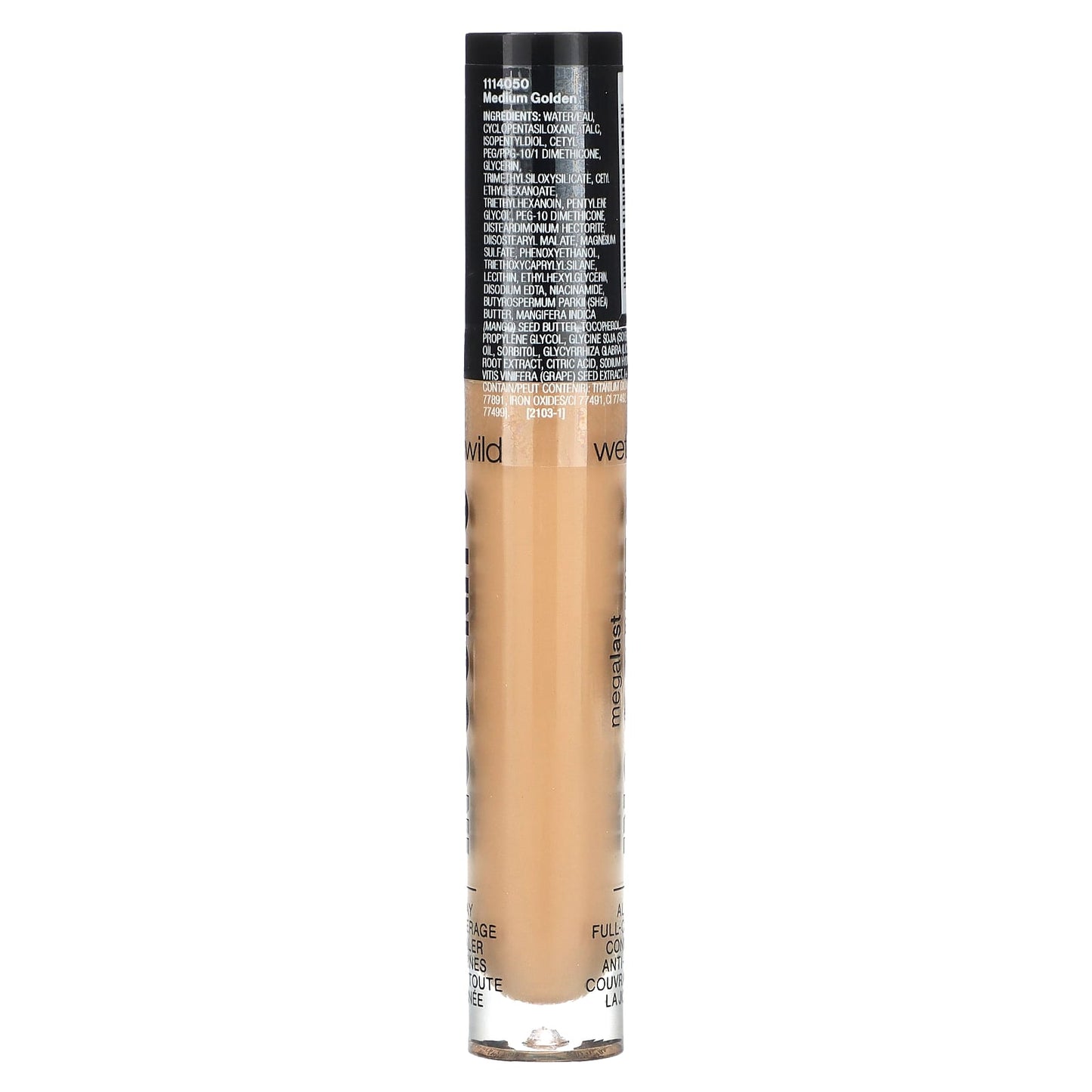 wet n wild, MegaLast, Incognito, All-Day Full Coverage Concealer, 1114050 Medium Golden, 0.18 fl oz (5.5 ml)