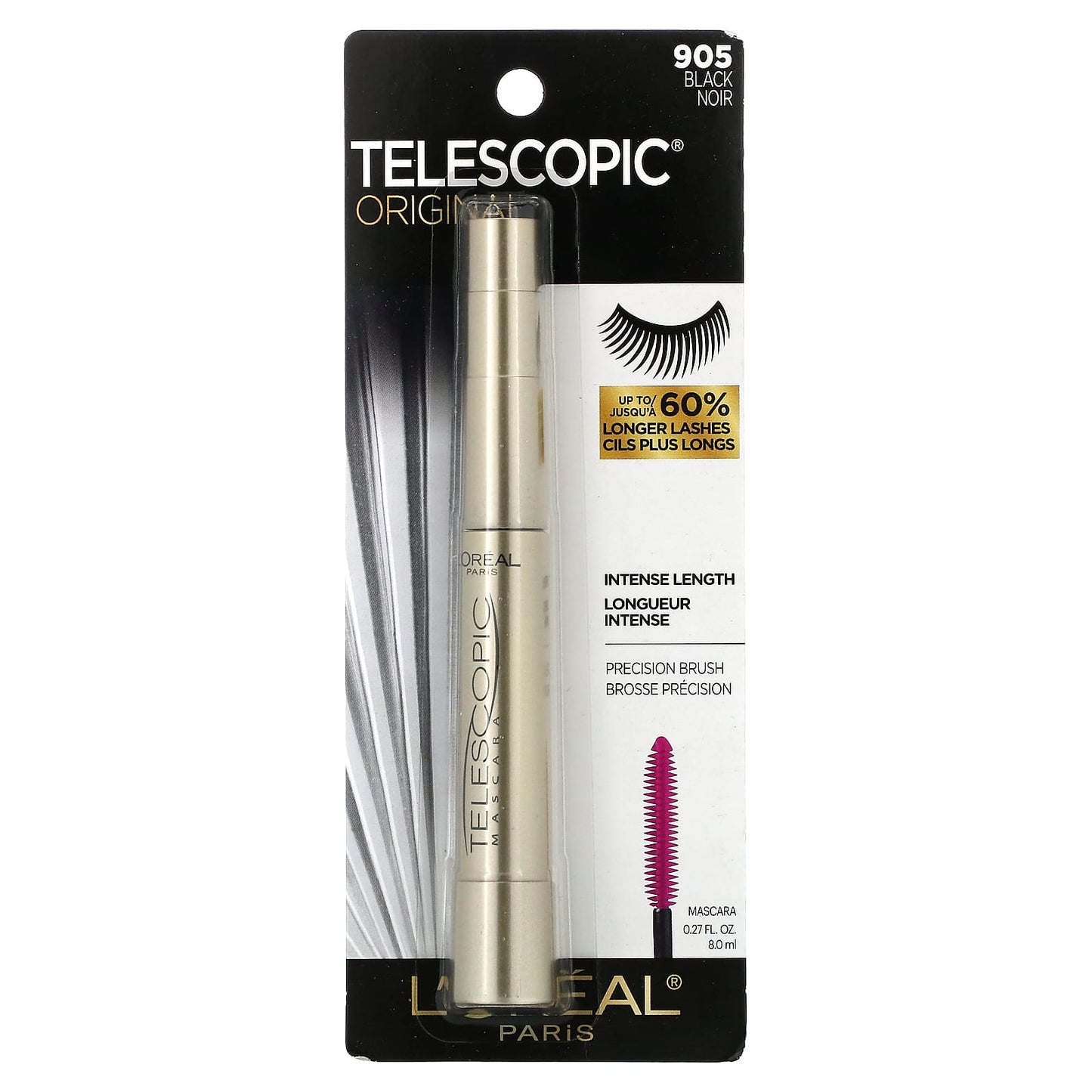 L'Oréal, Telescopic Original Mascara, 905 Black, 0.27 fl oz (8 ml)