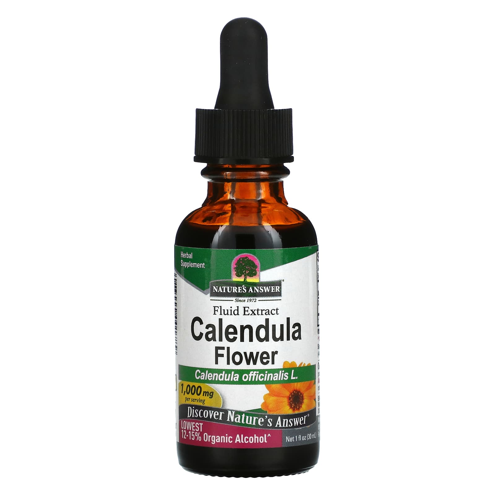 Nature's Answer-Calendula Flower-Fluid Extract-Lowest Alcohol-1,000 mg-1 fl oz (30 ml)