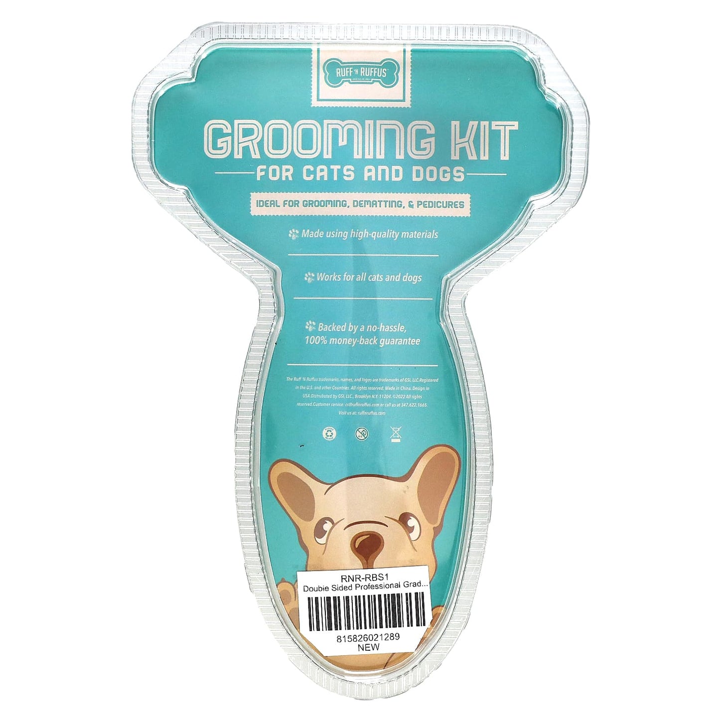 Ruff 'N Ruffus-Grooming Kit for Cats and Dogs-Gel Rake & Nail Clipper-Aqua-1 Gel Rake 1 Nail Clipper