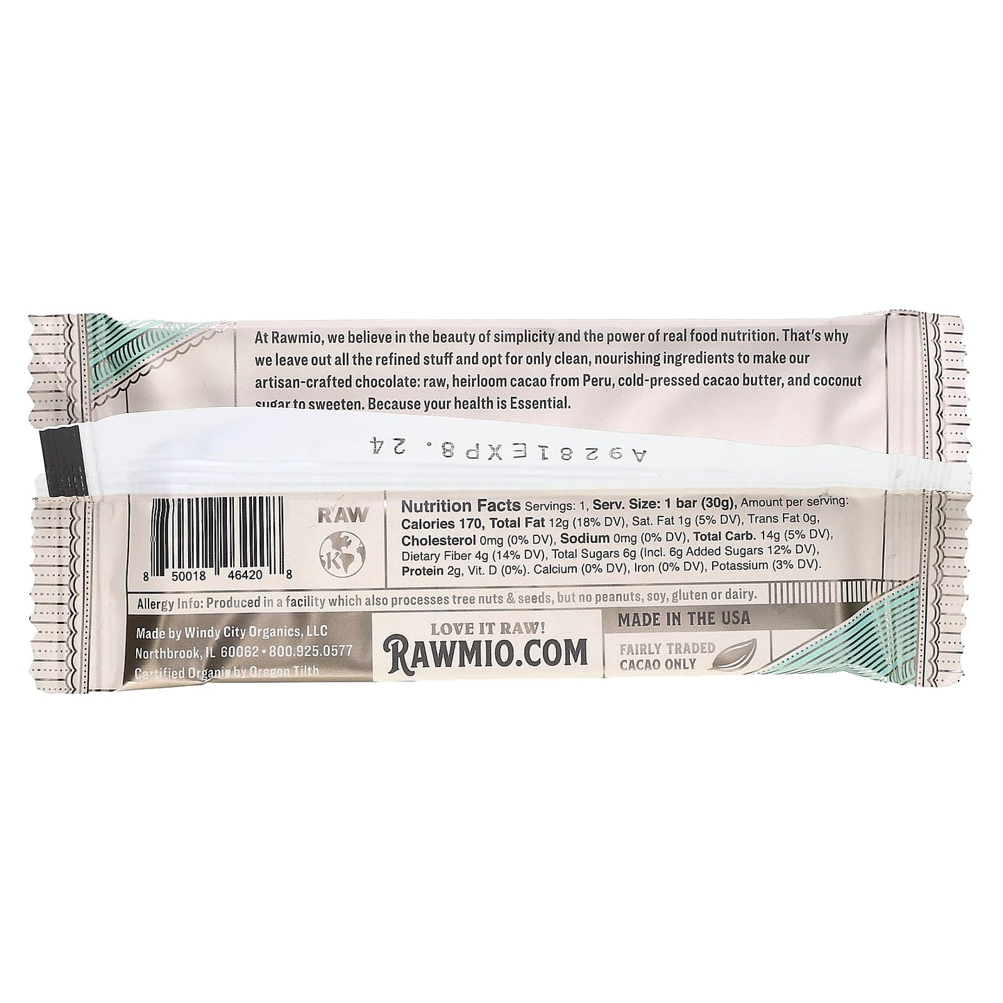 Rawmio, Essential Bar, Organic Raw Chocolate, 70% Cacao, Original, 1.1 oz (30 g)