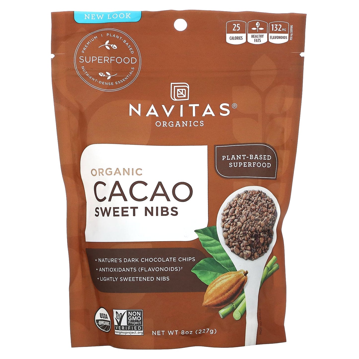 Navitas Organics-Organic Cacao Sweet Nibs-8 oz (227 g)