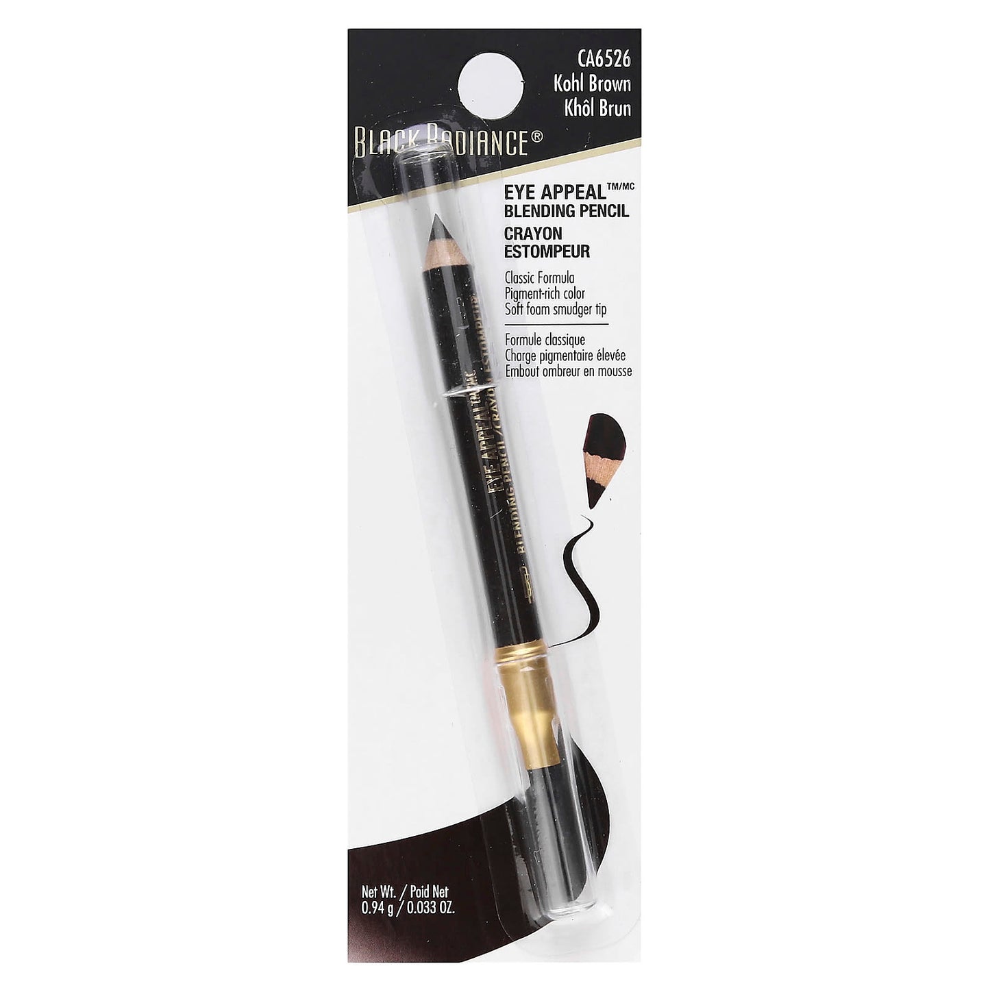 Black Radiance, Eye Appeal Blending Pencil, CA6526 Kohl Brown, 0.033 oz (0.94 g)