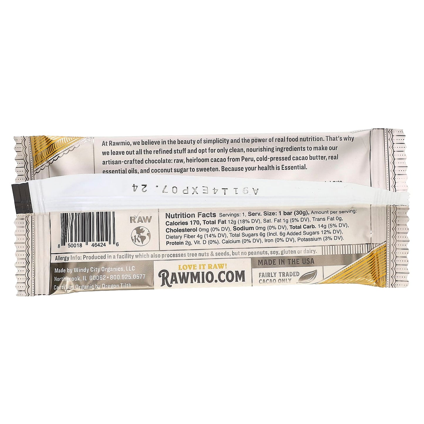 Rawmio, Essential Bar, Organic Raw Chocolate, 70% Cacao, Orange, 1.1 oz (30 g)