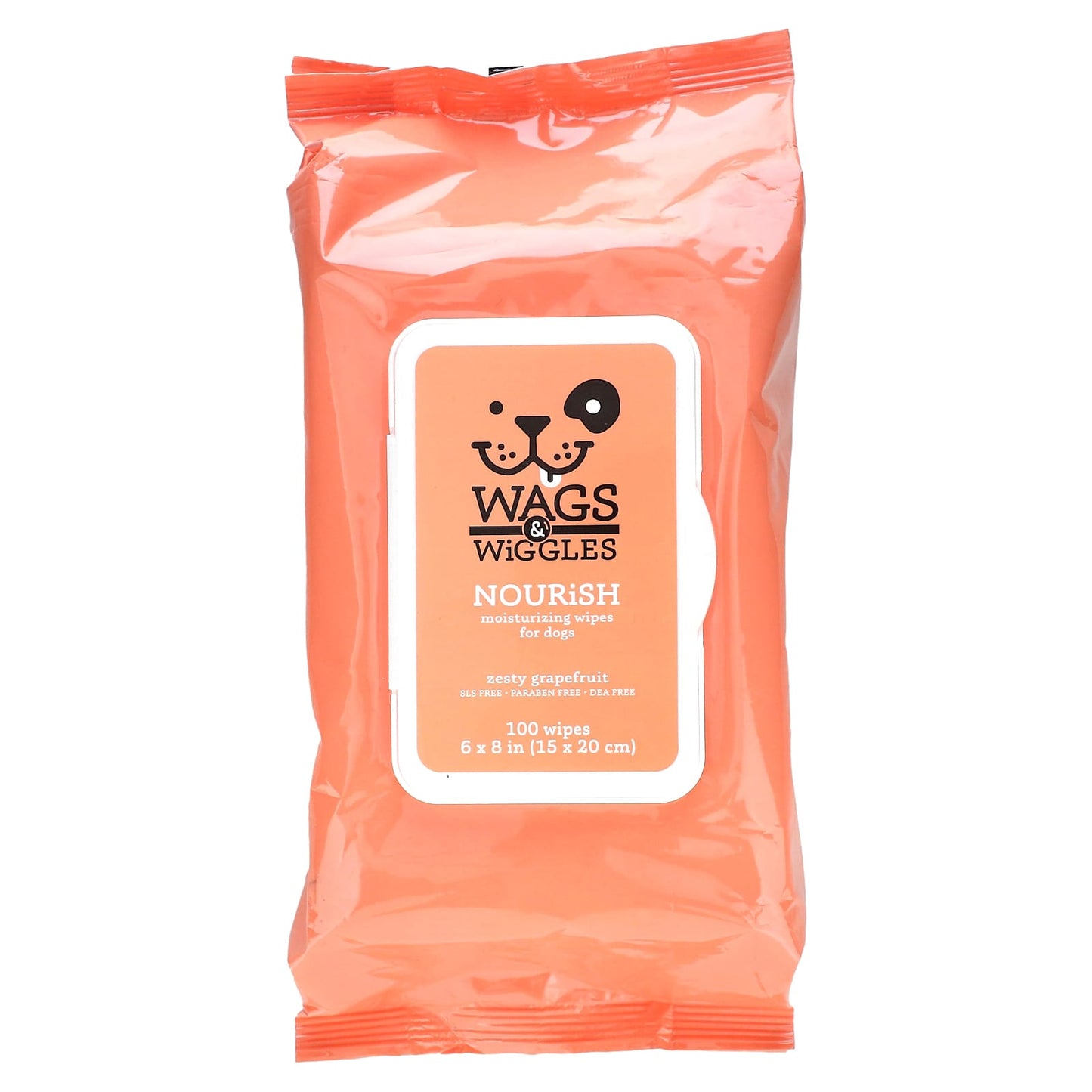 Wags & Wiggles-Nourish-Moisturizing Wipes For Dogs-Zesty Grapefruit-100 Wipes