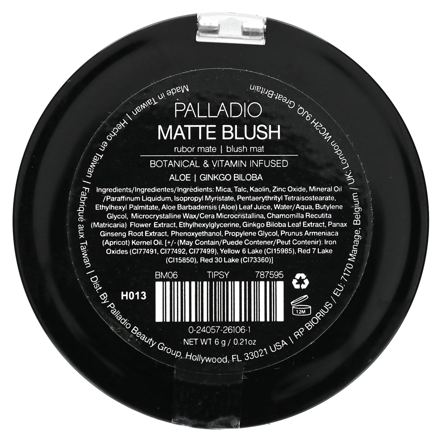 Palladio, Matte Blush, Tipsy BM06, 0.21 oz (6 g)