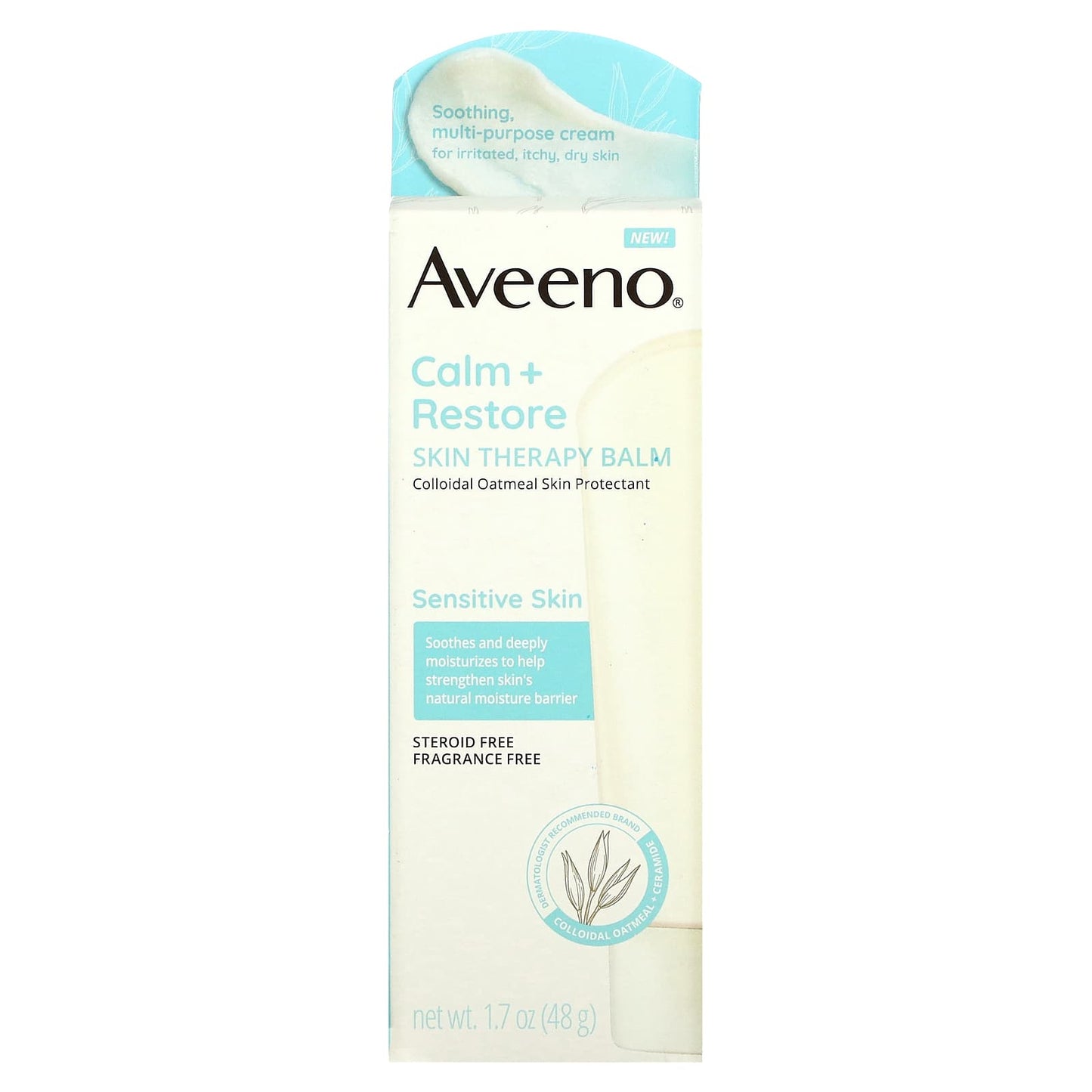 Aveeno, Calm + Restore, Skin Therapy Balm, Fragrance Free, 1.7 oz (48 g)