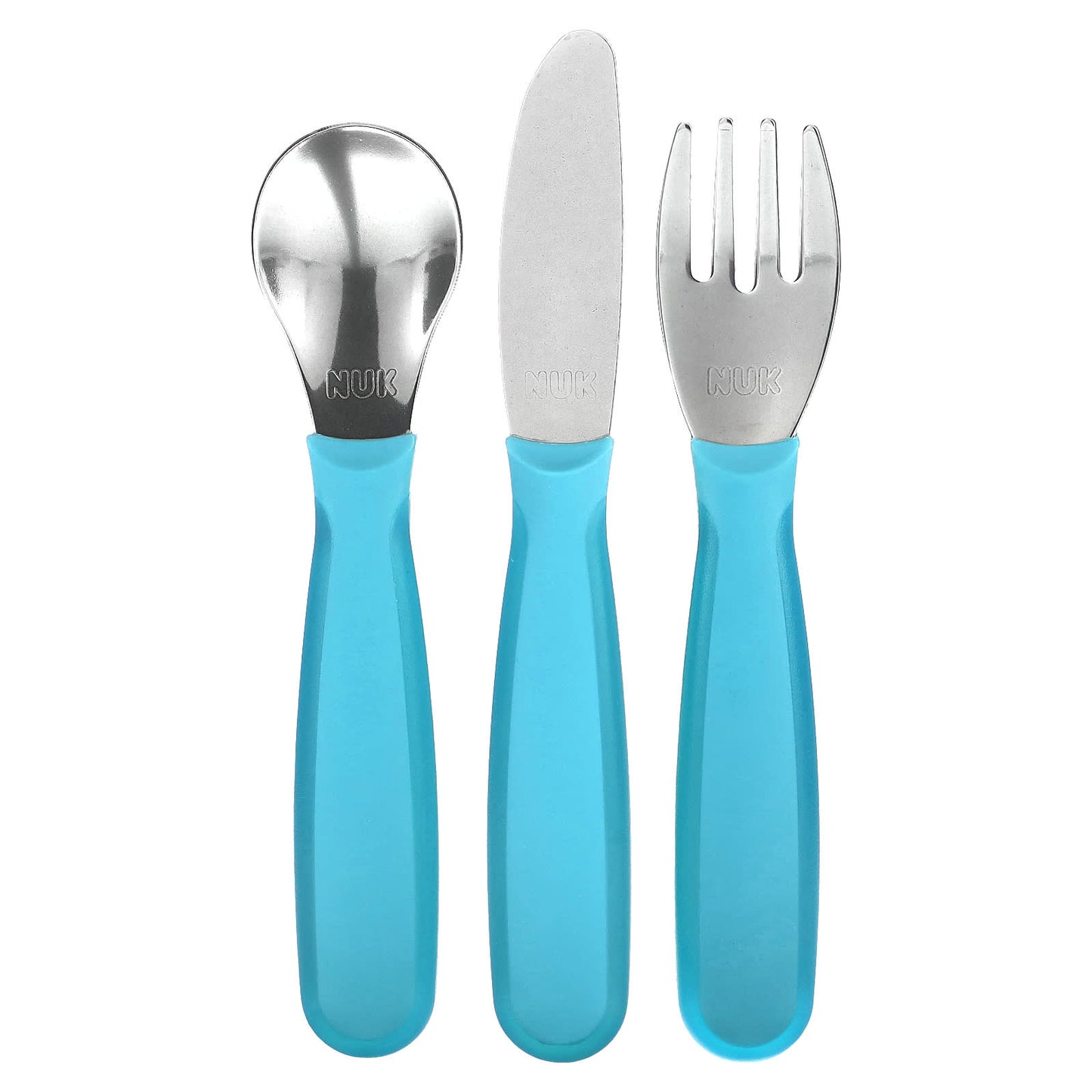 NUK, Kiddy Cutlery, Utensil Set, 18+ Months, Blue, 3 Pieces