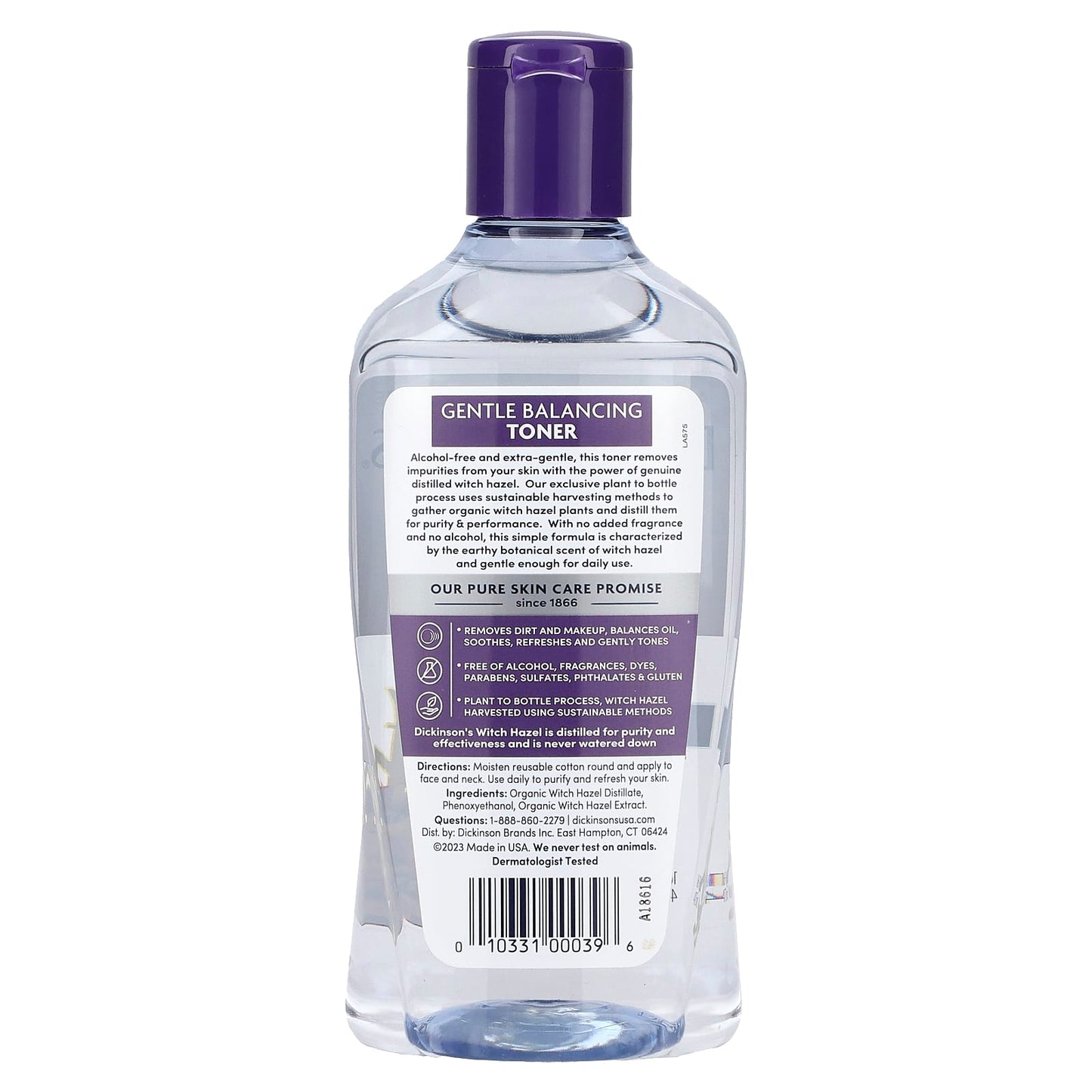 Dickinson Brands, Gentle Balancing Toner, Original Witch Hazel, Alcohol & Fragrance Free, 16 fl oz (473 ml)