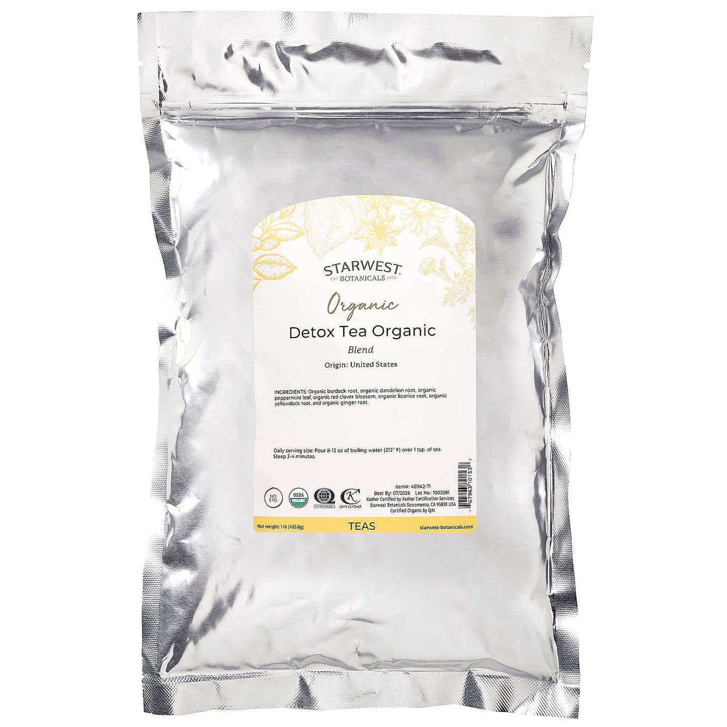 Starwest Botanicals, Organic Detox Tea Blend, 1 lb (453.6 g)