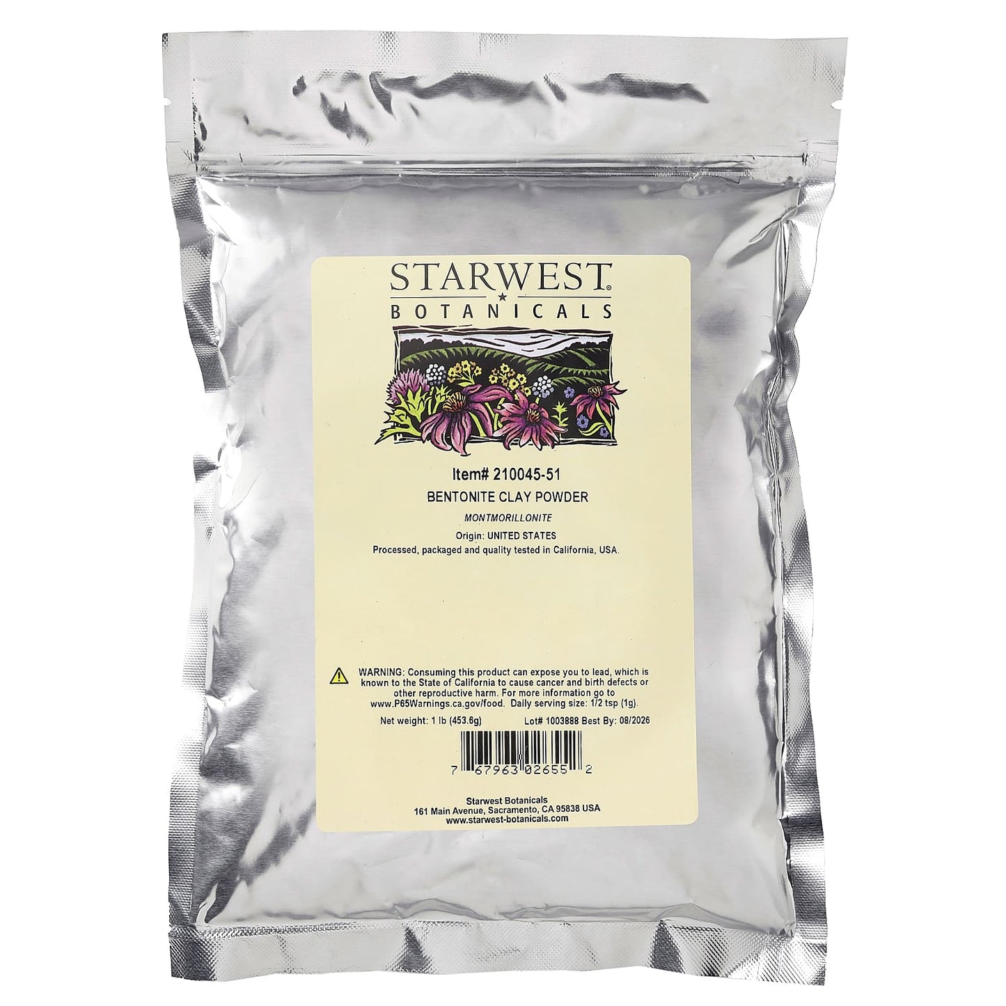 Starwest Botanicals, Bentonite Clay Powder, 1 lb (453.6 g)