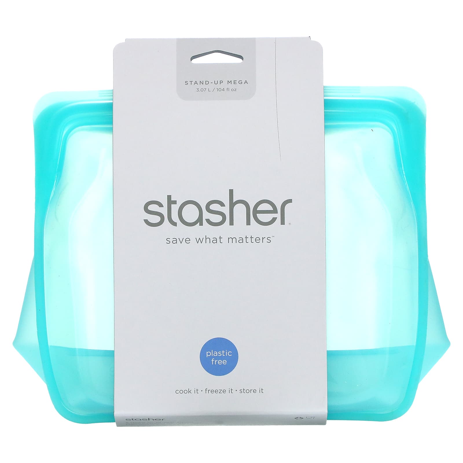 Stasher-Stand-Up Mega-Aqua-104 fl oz (3.07 L)