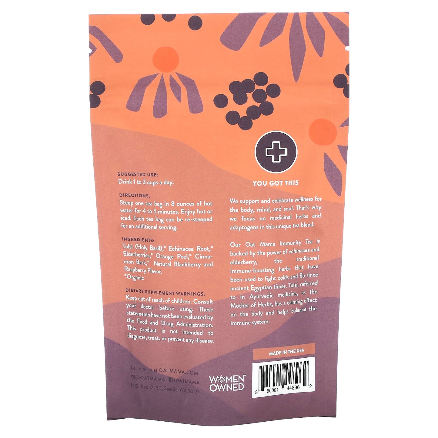 Oat Mama, Elderberry Immunity Tea, Caffeine Free, 14 Tea Bags, 32 g