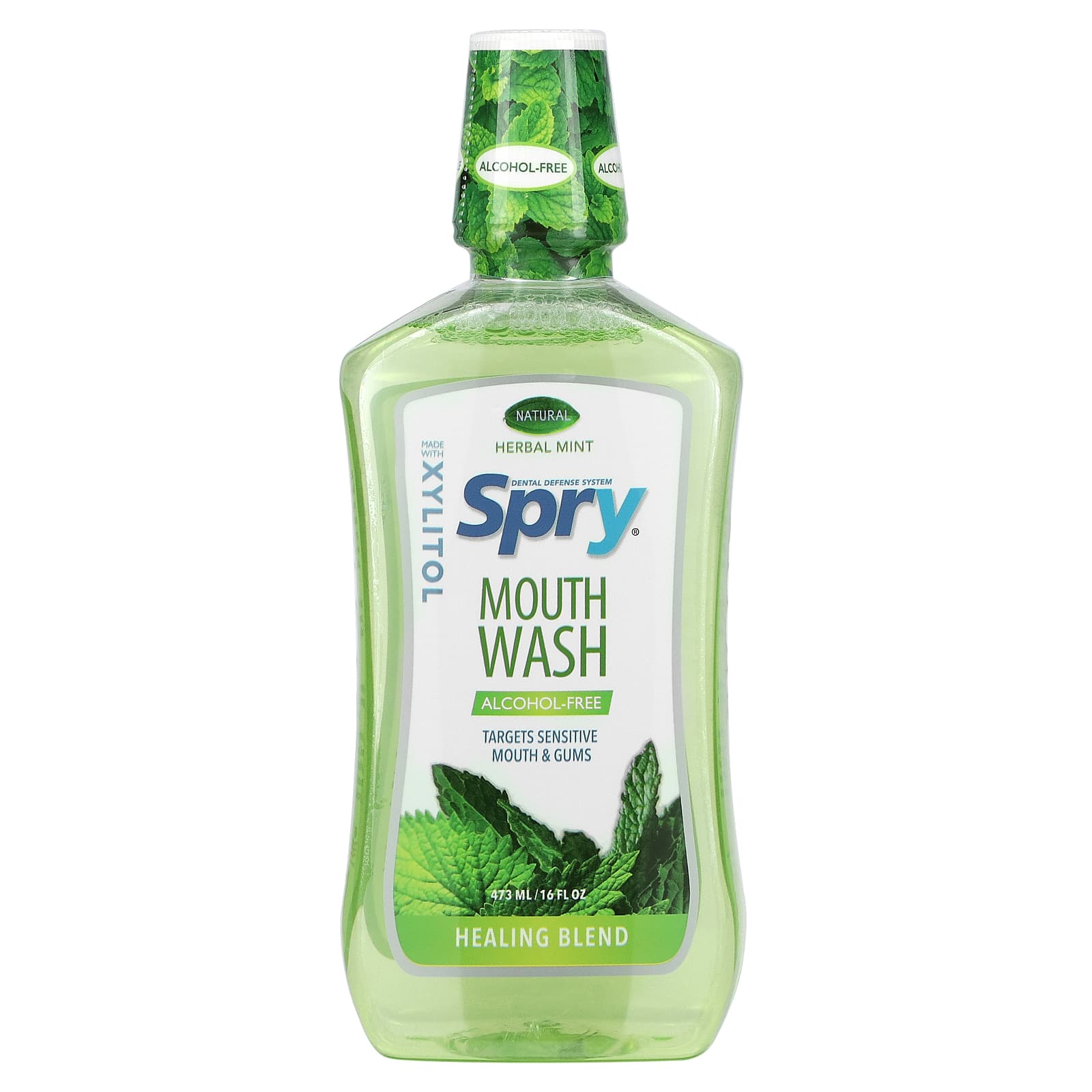 Xlear-Spry Mouth Wash-Healing Blend-Alcohol-Free-Natural Herbal Mint-16 fl oz (473 ml)