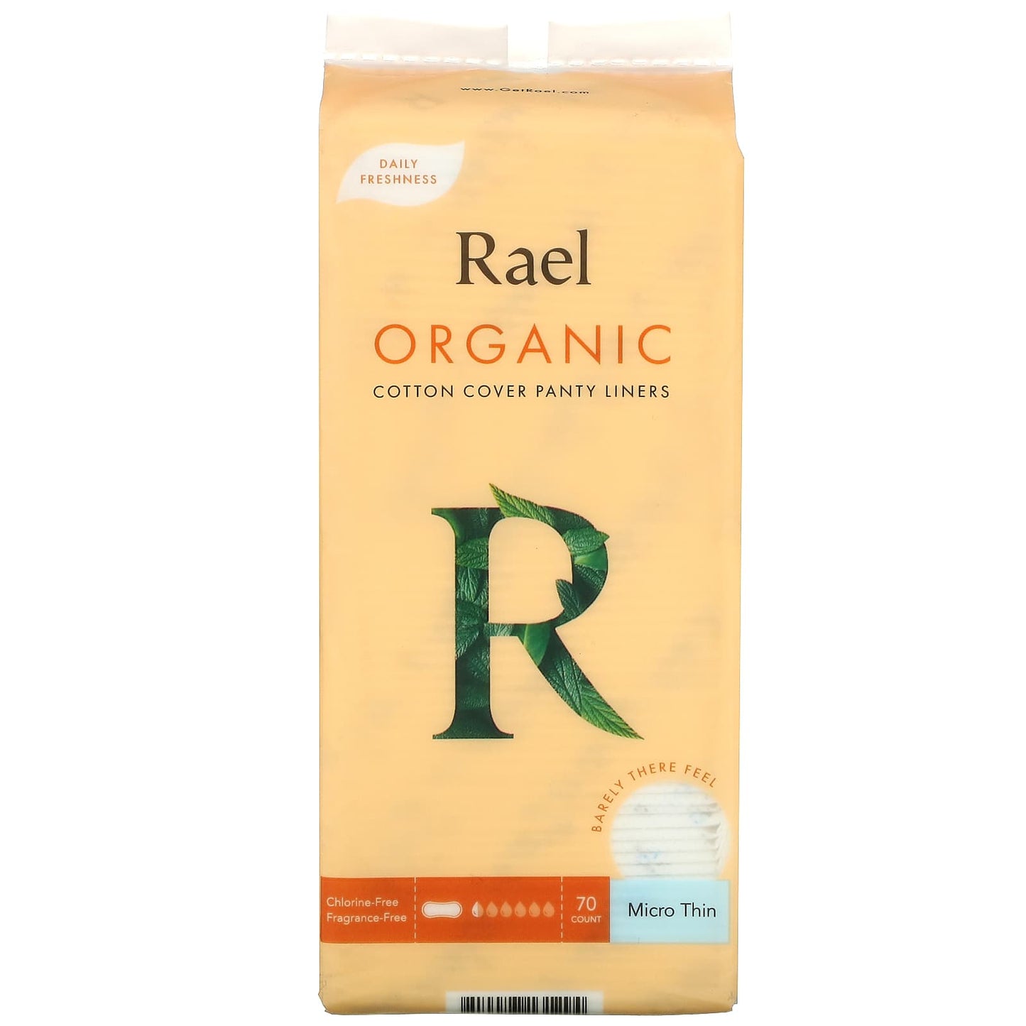 Rael-Organic Cotton Cover Panty Liners-Micro Thin-70 Count