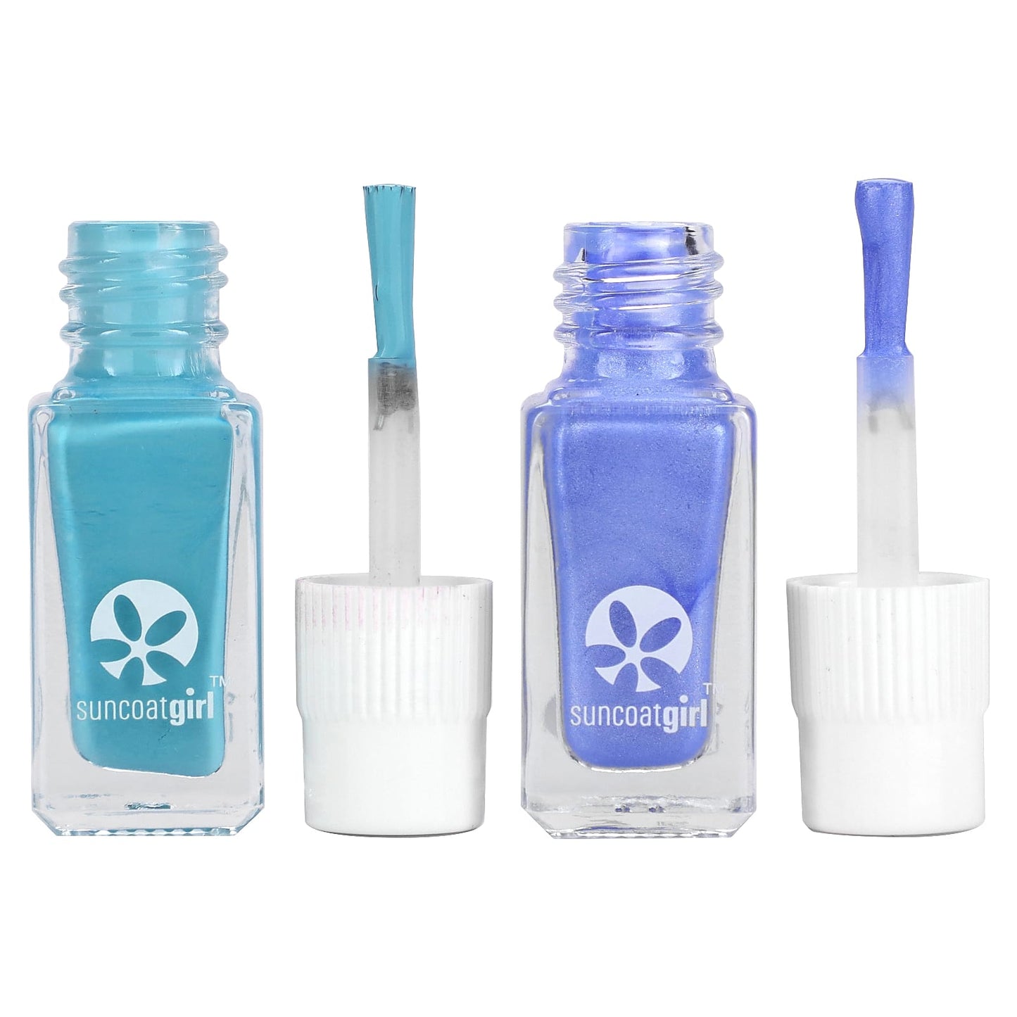 SuncoatGirl, Twinnies Nail Polish Duo Set, Creamy Turquoise & Shimmery Sky Blue, 2 Piece Set