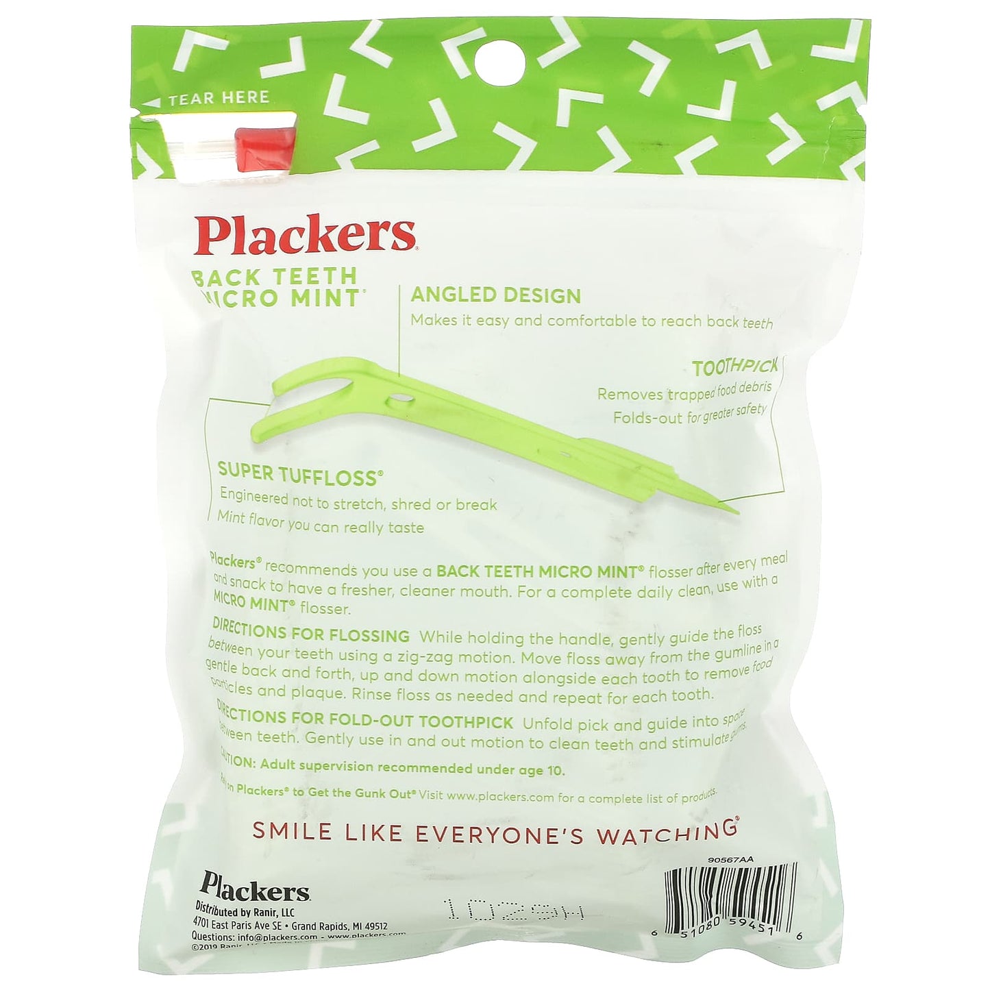 Plackers, Back Teeth Micro Mint, Dental Flossers, Mint, 75 Count