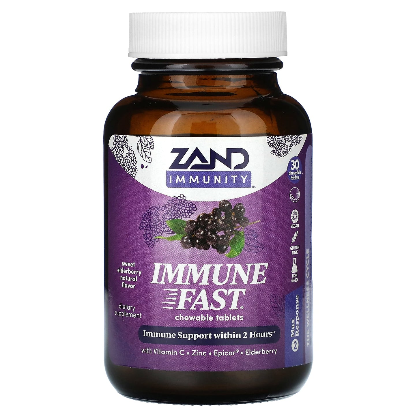 Zand, Immunity, Immune Fast, Sweet Elderberry, 30 Chewable Tablets