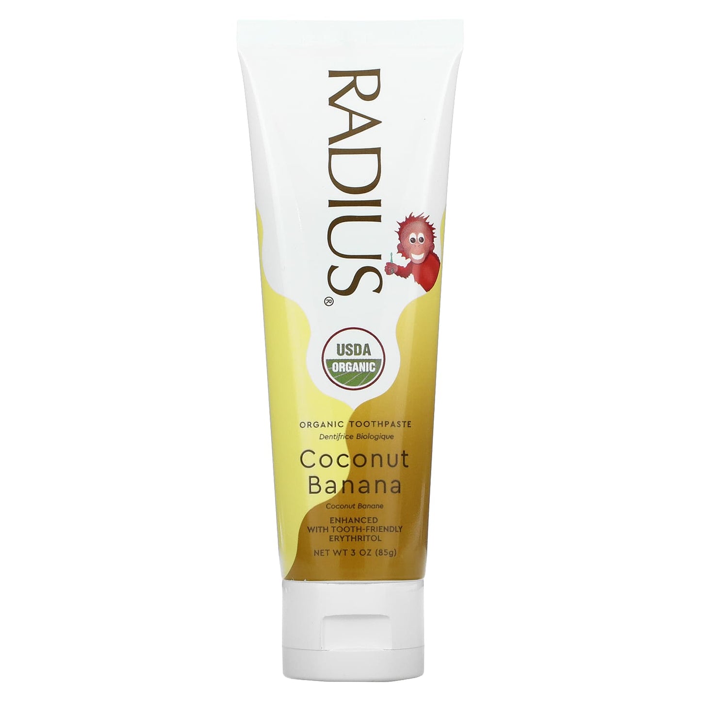 RADIUS-Organic Toothpaste with Erythritol-6 Months and Up-Coconut Banana-3 oz (85 g)