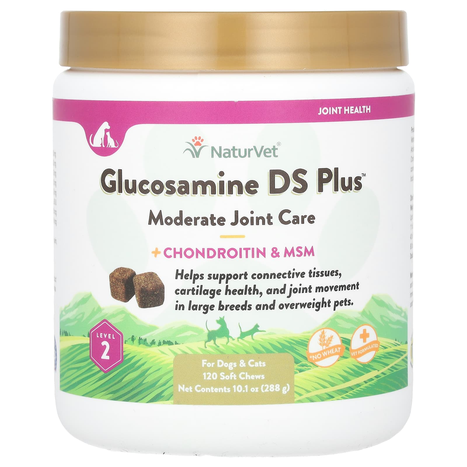 NaturVet-Glucosamine DS Plus-+ Chondroitin & MSM-For Dogs & Cats-Level 2-120 Soft Chews-10.1 oz (288 g)